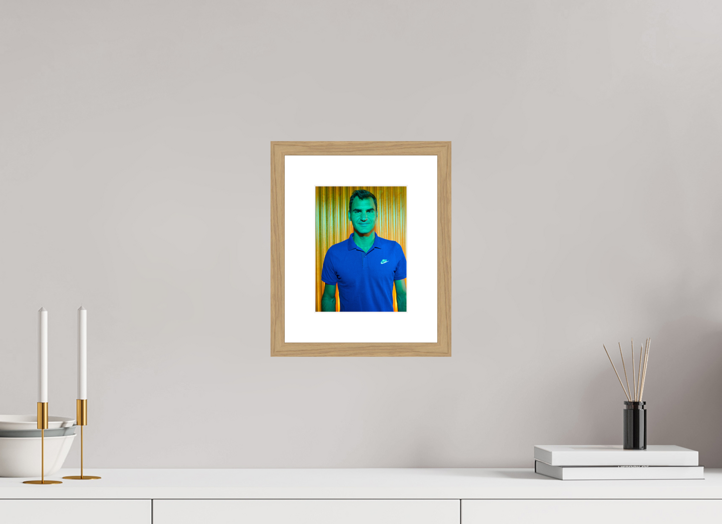 15 x 20,3 cm, Wood Frame with Passe-Partout | Oak Roger Federer 03