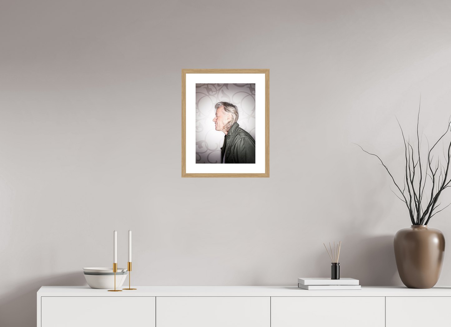 30 x 40 cm, Wood Frame with Passe-Partout | Oak Bob Geldof 01