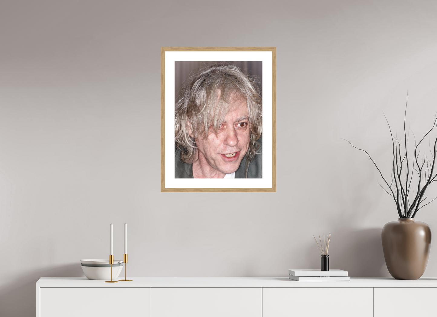 45 x 60 cm, Wood Frame with Passe-Partout | Oak Bob Geldof 05
