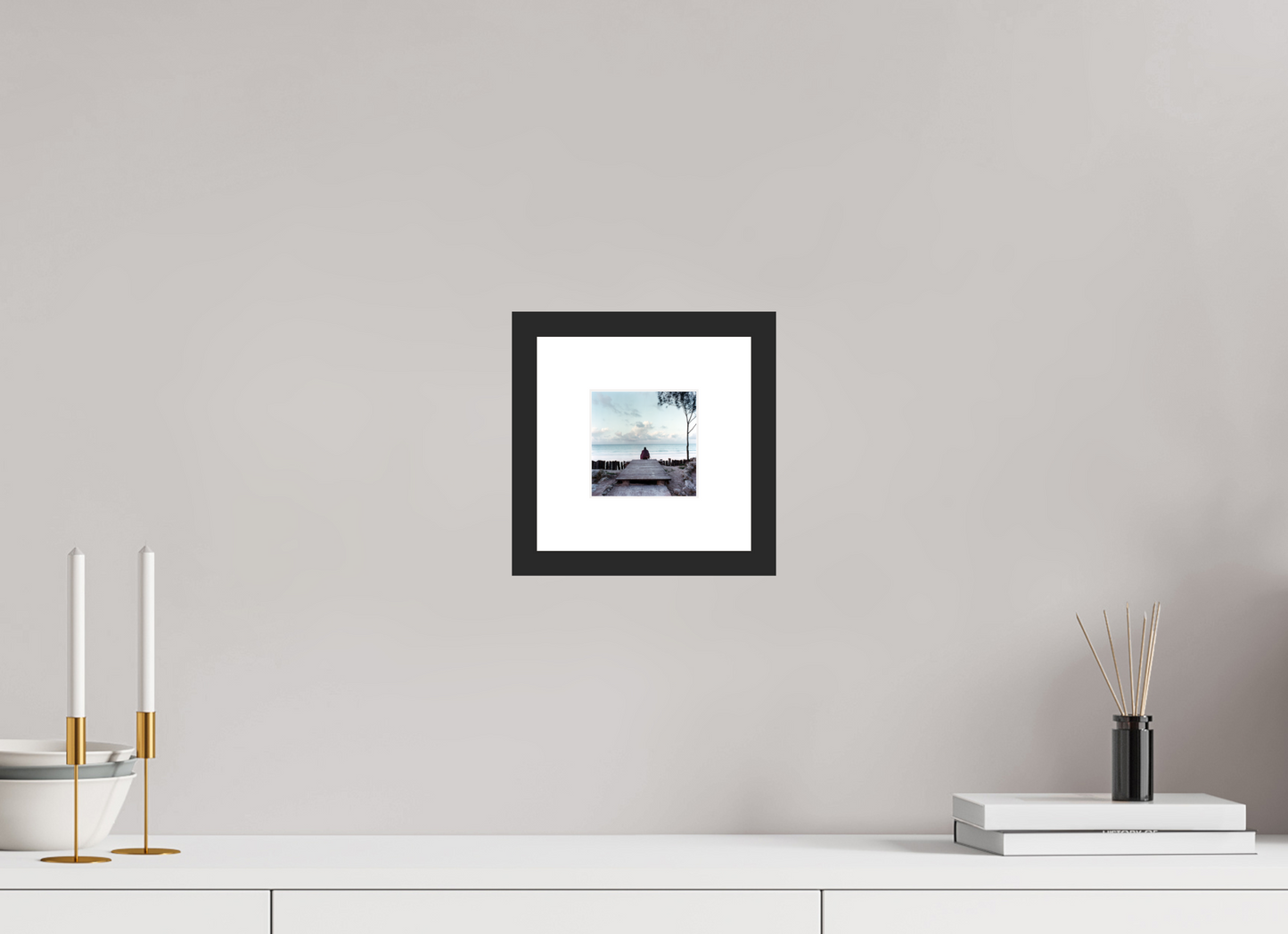 10 x 10 cm, Wood Frame with Passe-Partout | Black Matte Massai - Zanzibar, Tansania 01