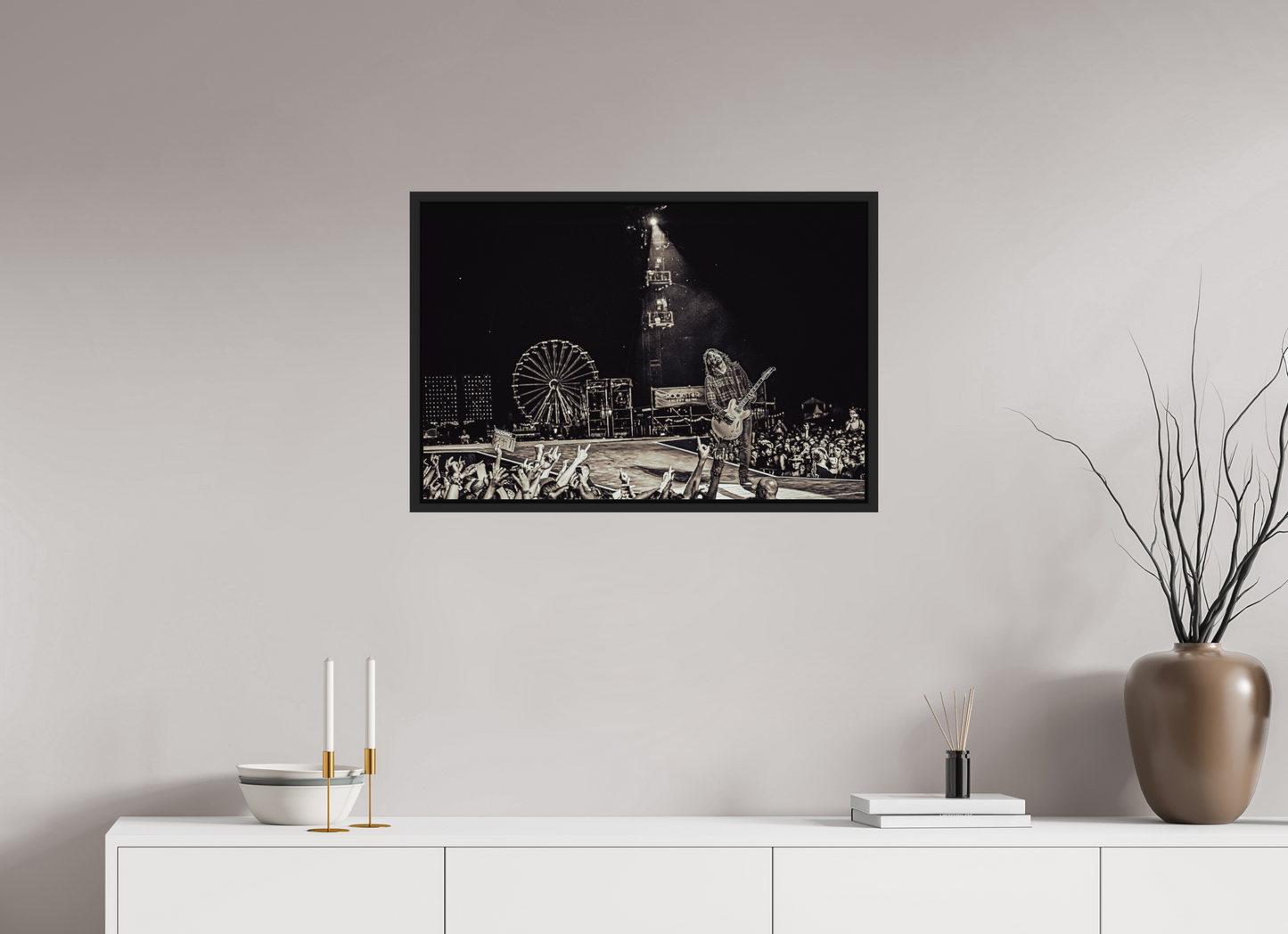 75 x 50 cm, Floater Frame | Black Matte Dave Grohl - Foo Fighters Live 04