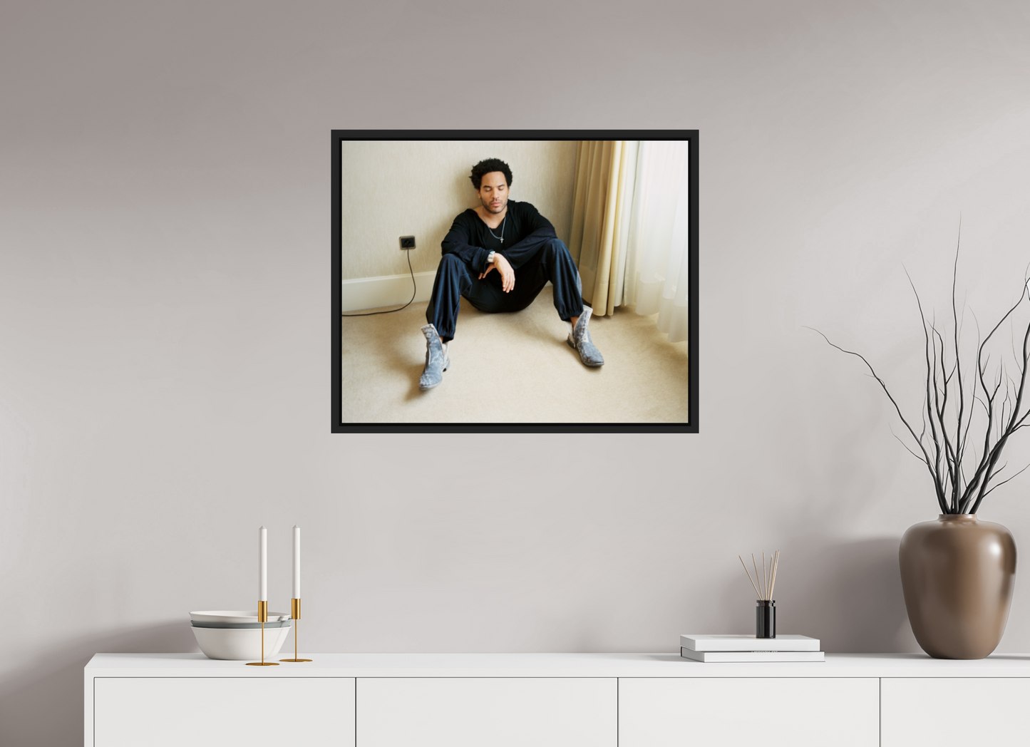 73,6 x 60 cm, Floater Frame | Black Matte Lenny Kravitz 06