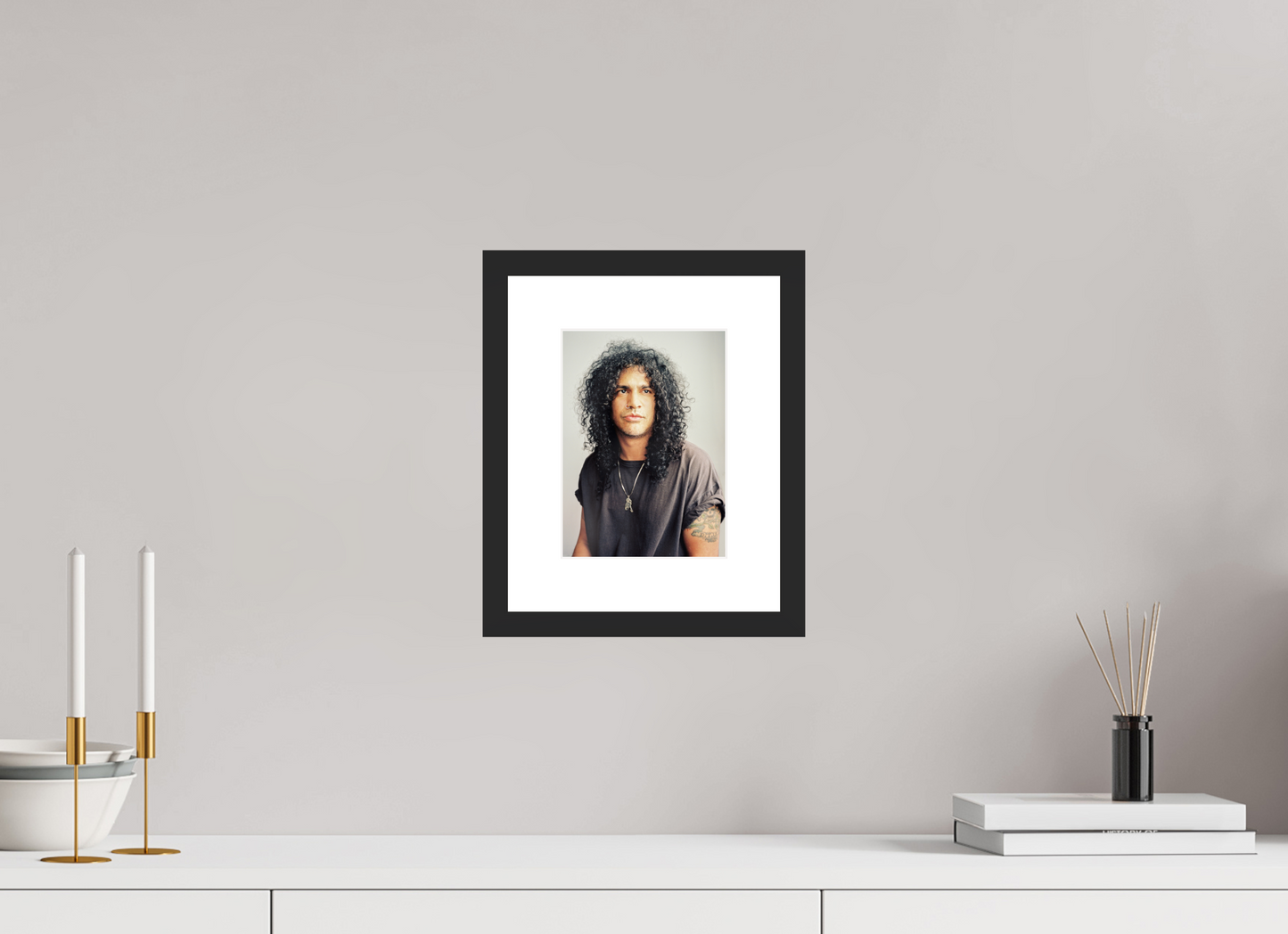 15 x 20,5 cm, Wood Frame with Passe-Partout | Black Matte Slash 06