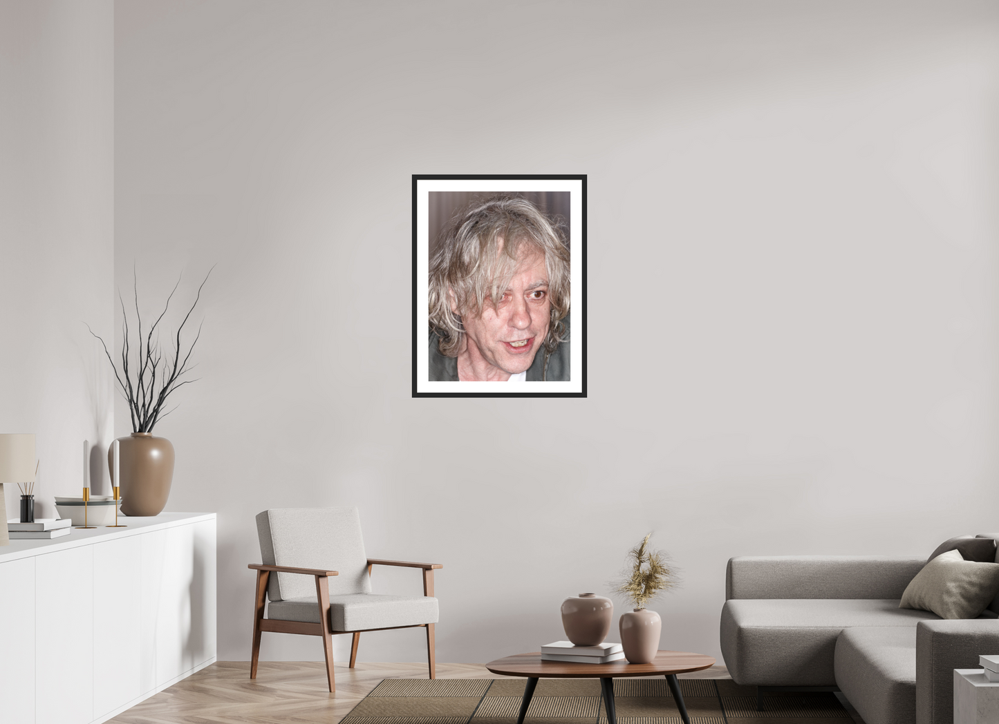 60 x 80 cm, Wood Frame with Passe-Partout | Black Matte Bob Geldof 05