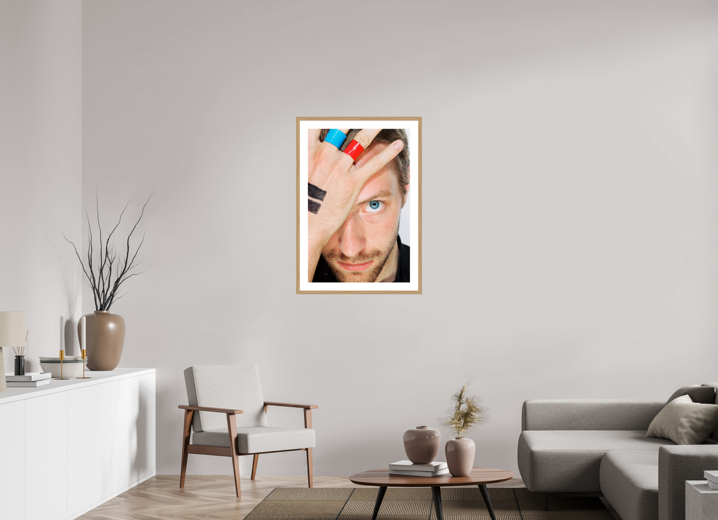 60 x 90 cm, Wood Frame with Passe-Partout | Oak Chris Martin - Coldplay 04