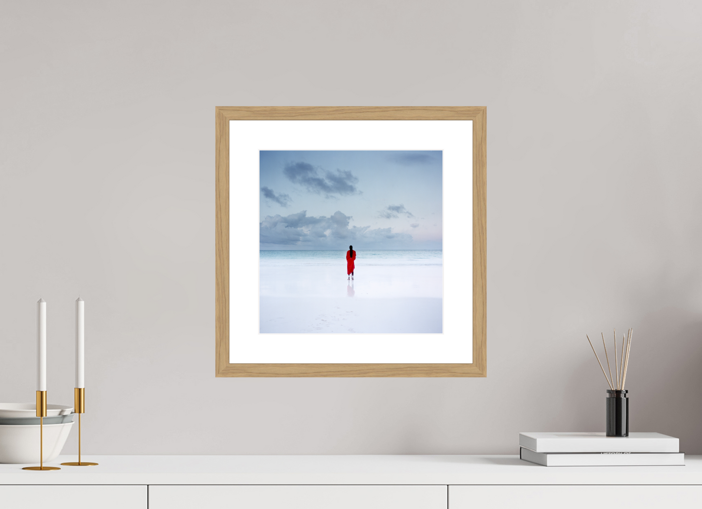 30 x 30 cm, Wood Frame with Passe-Partout | Oak Massai - Zanzibar, Tansania 03