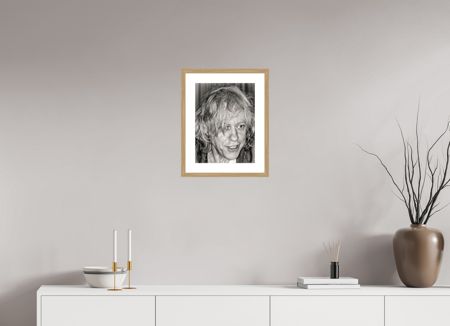 30 x 40 cm, Wood Frame with Passe-Partout | Oak Bob Geldof 06