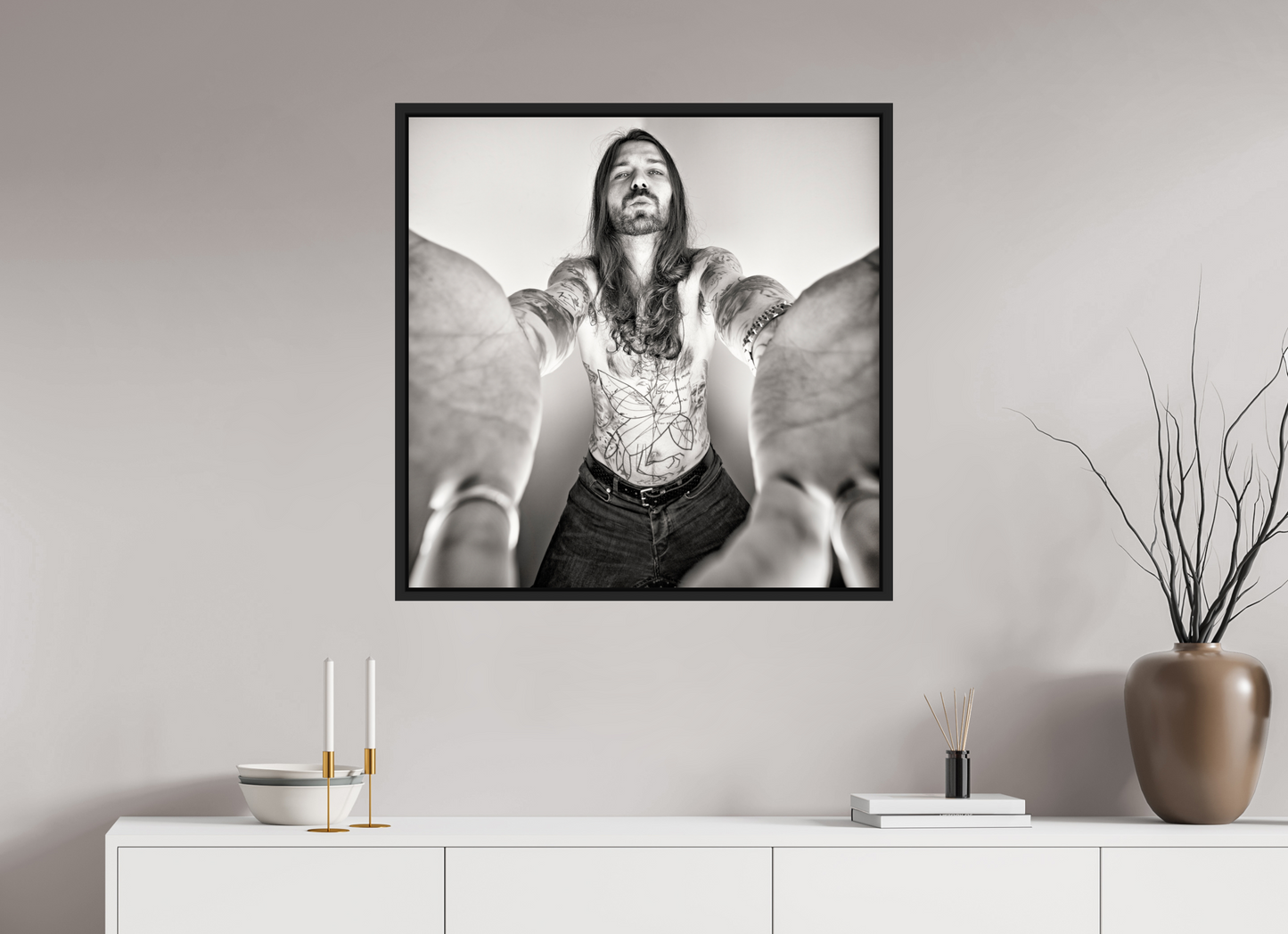 80 x 80 cm, Floater Frame | Black Matte Simon Neil - Biffy Clyro 02