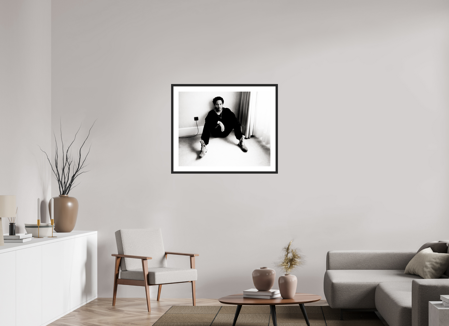 85,9 x 70 cm, Wood Frame with Passe-Partout | Black Matte Lenny Kravitz 08