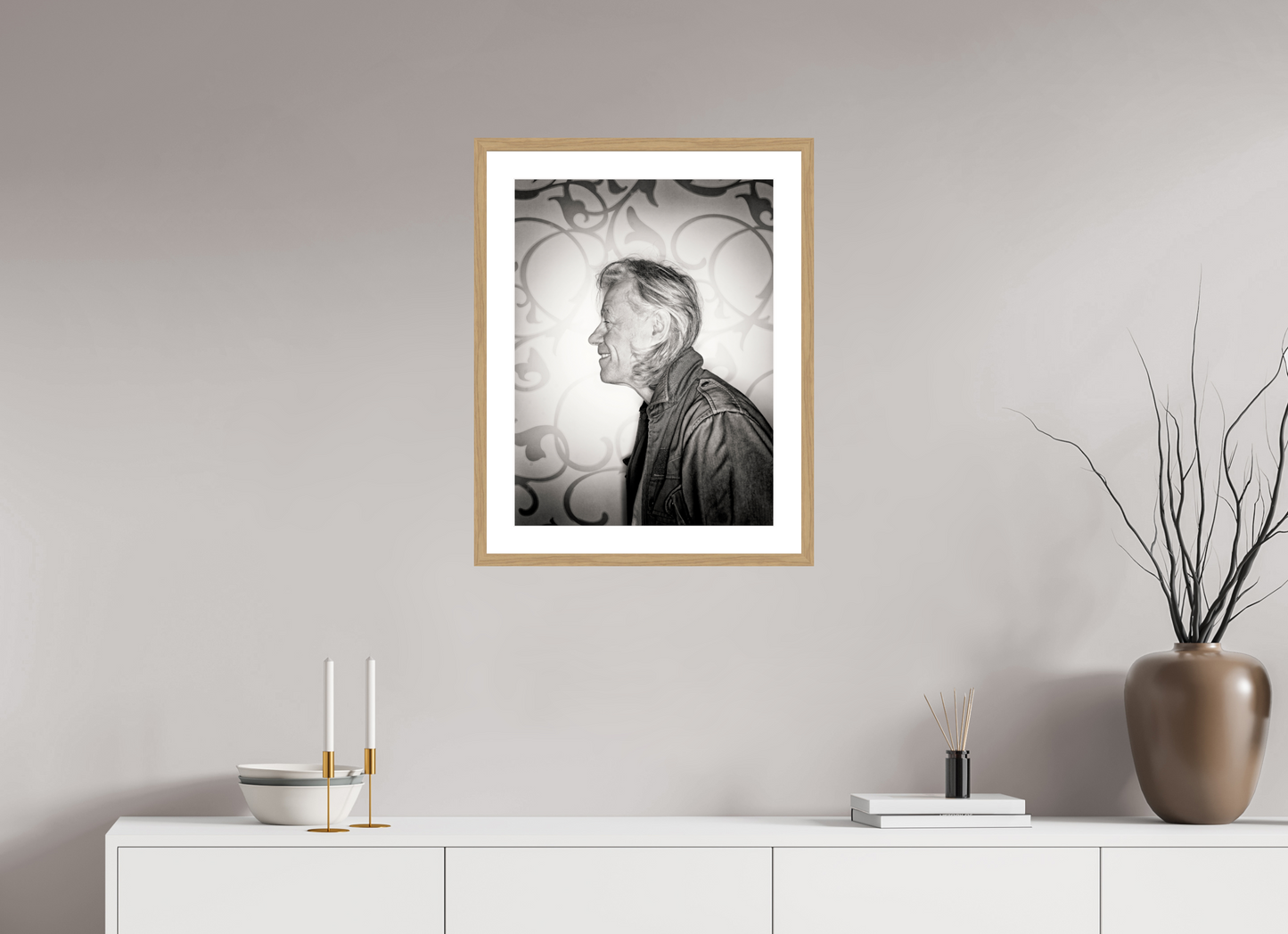 45 x 60 cm, Wood Frame with Passe-Partout | Oak Bob Geldof 02