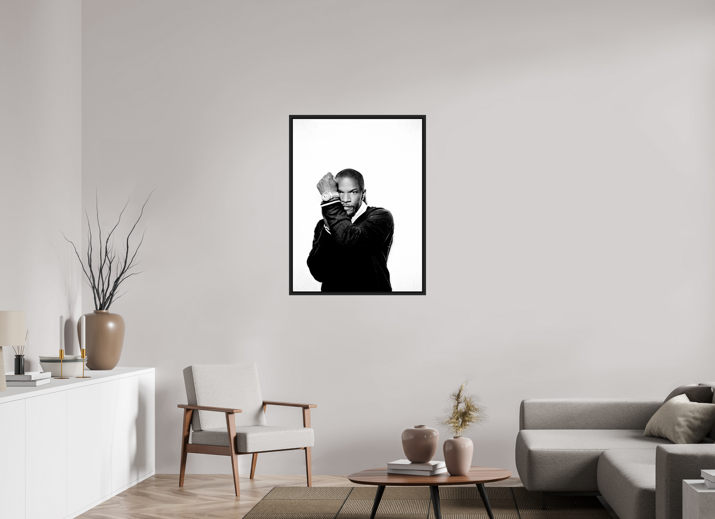 75 x 100 cm, Floater Frame | Black Matte Jamie Foxx 04