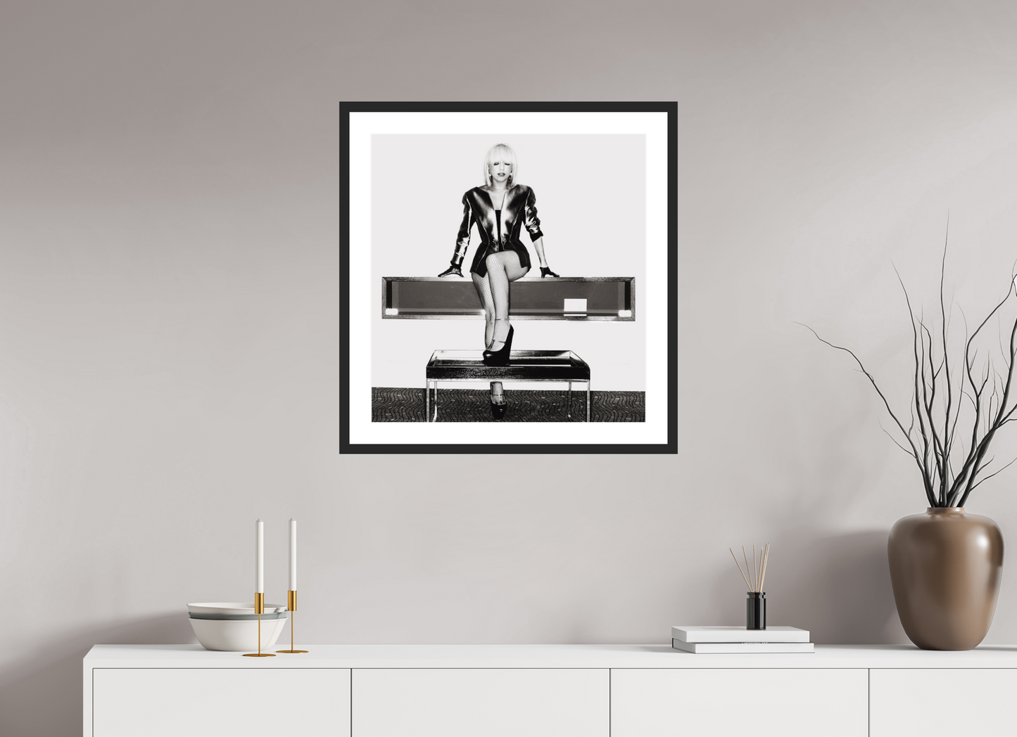 60 x 63,1 cm, Wood Frame with Passe-Partout | Black Matte Lady Gaga 06