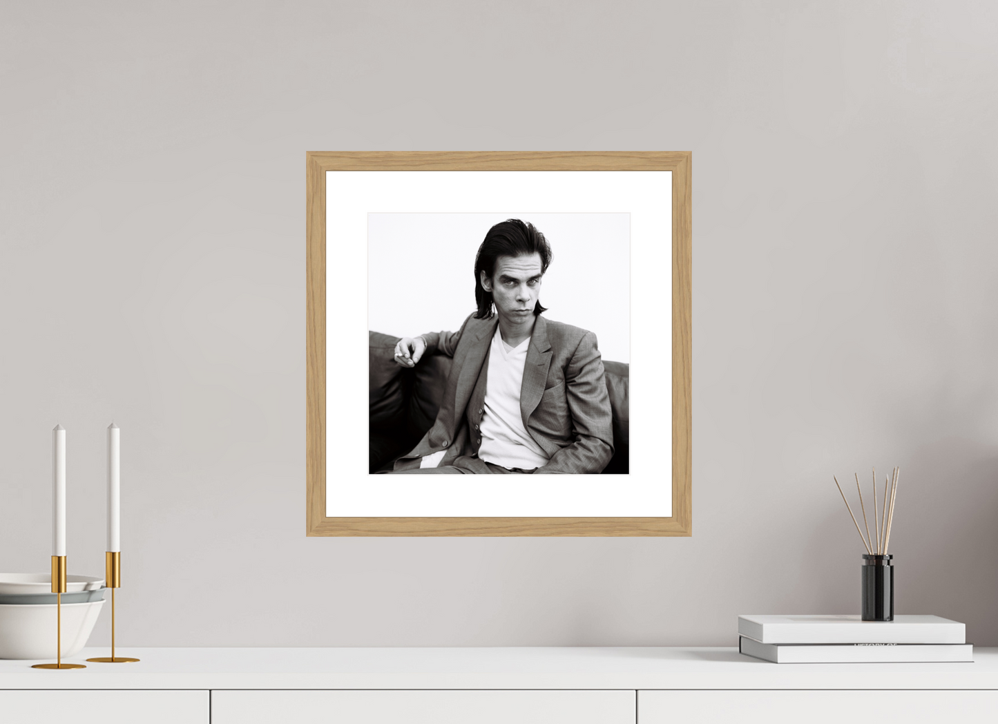 30 x 30 cm, Wood Frame with Passe-Partout | Oak Nick Cave 01