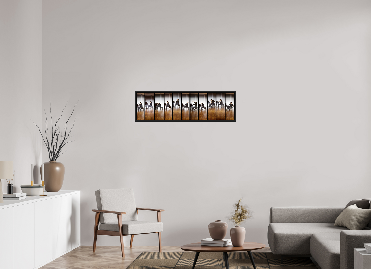 108,8 x 30 cm, Floater Frame | Black Matte Lang Lang 01