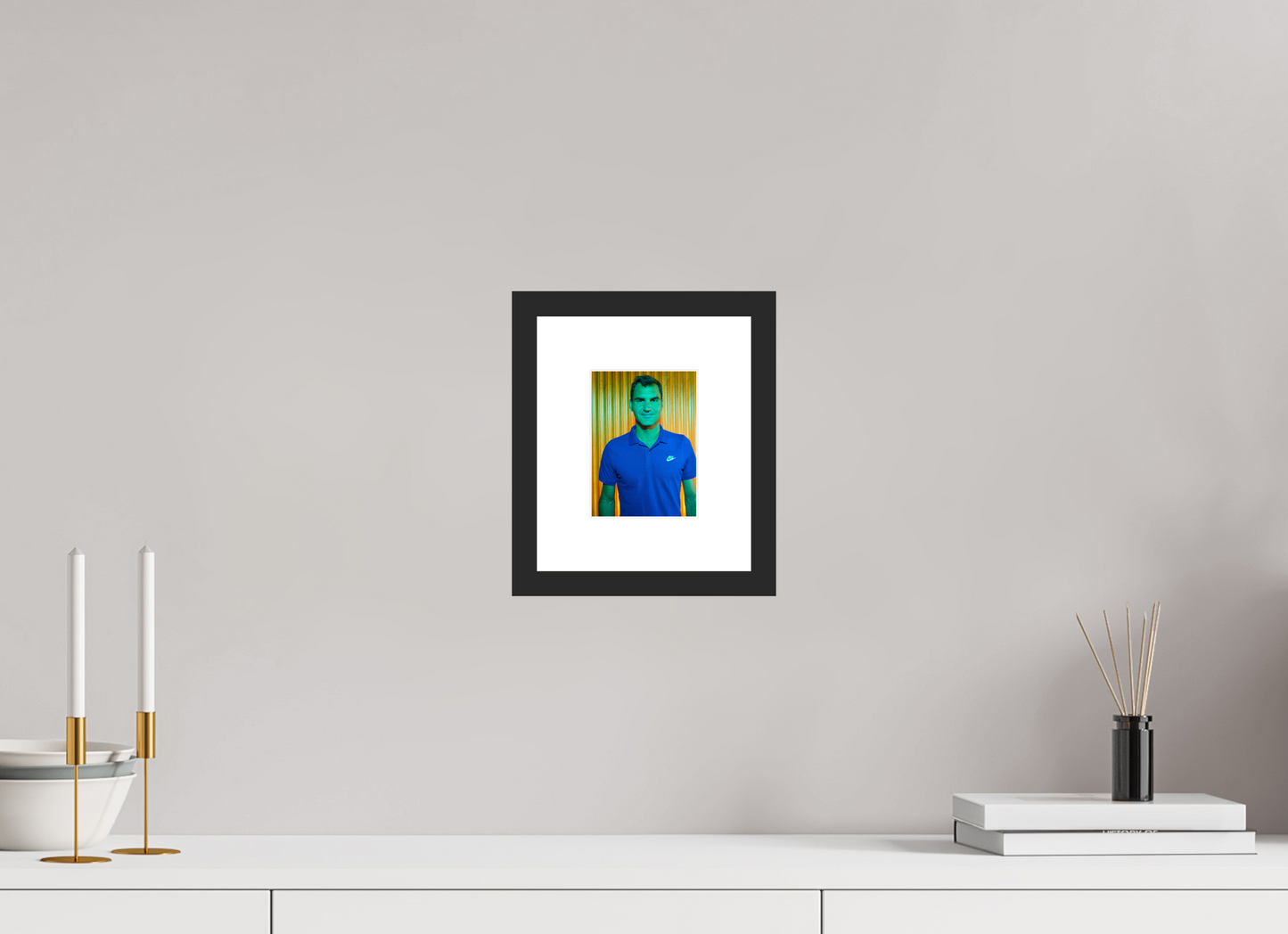 10 x 13,5 cm, Wood Frame with Passe-Partout | Black Matte Roger Federer 03