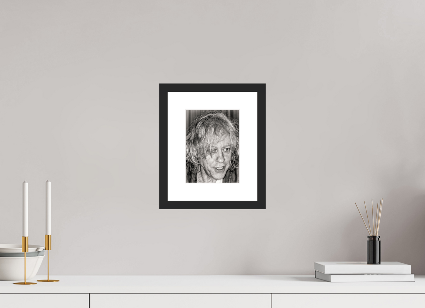 15 x 20 cm, Wood Frame with Passe-Partout | Black Matte Bob Geldof 06