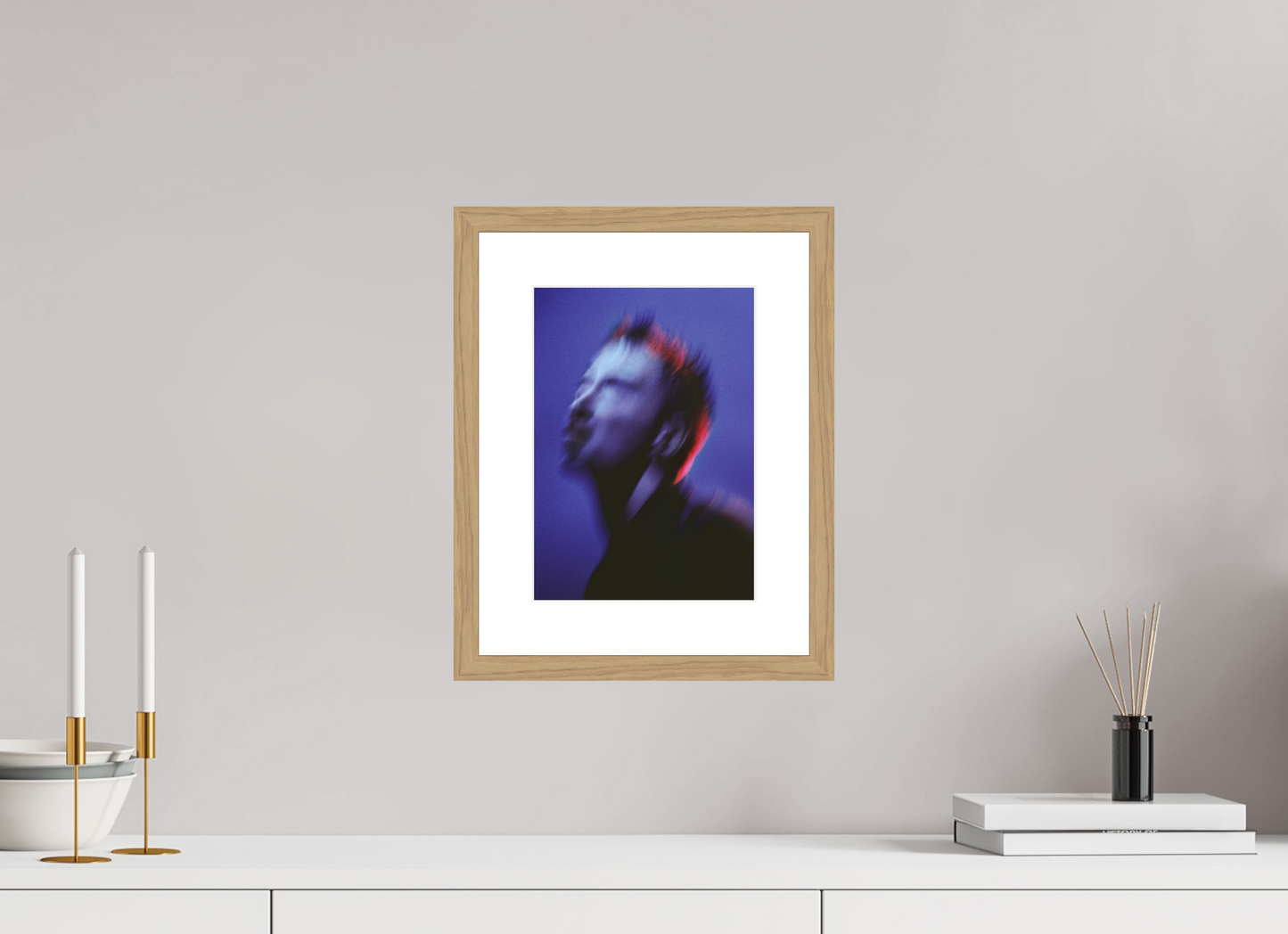 20 x 28 cm, Wood Frame with Passe-Partout | Oak Thom Yorke - Radiohead 01