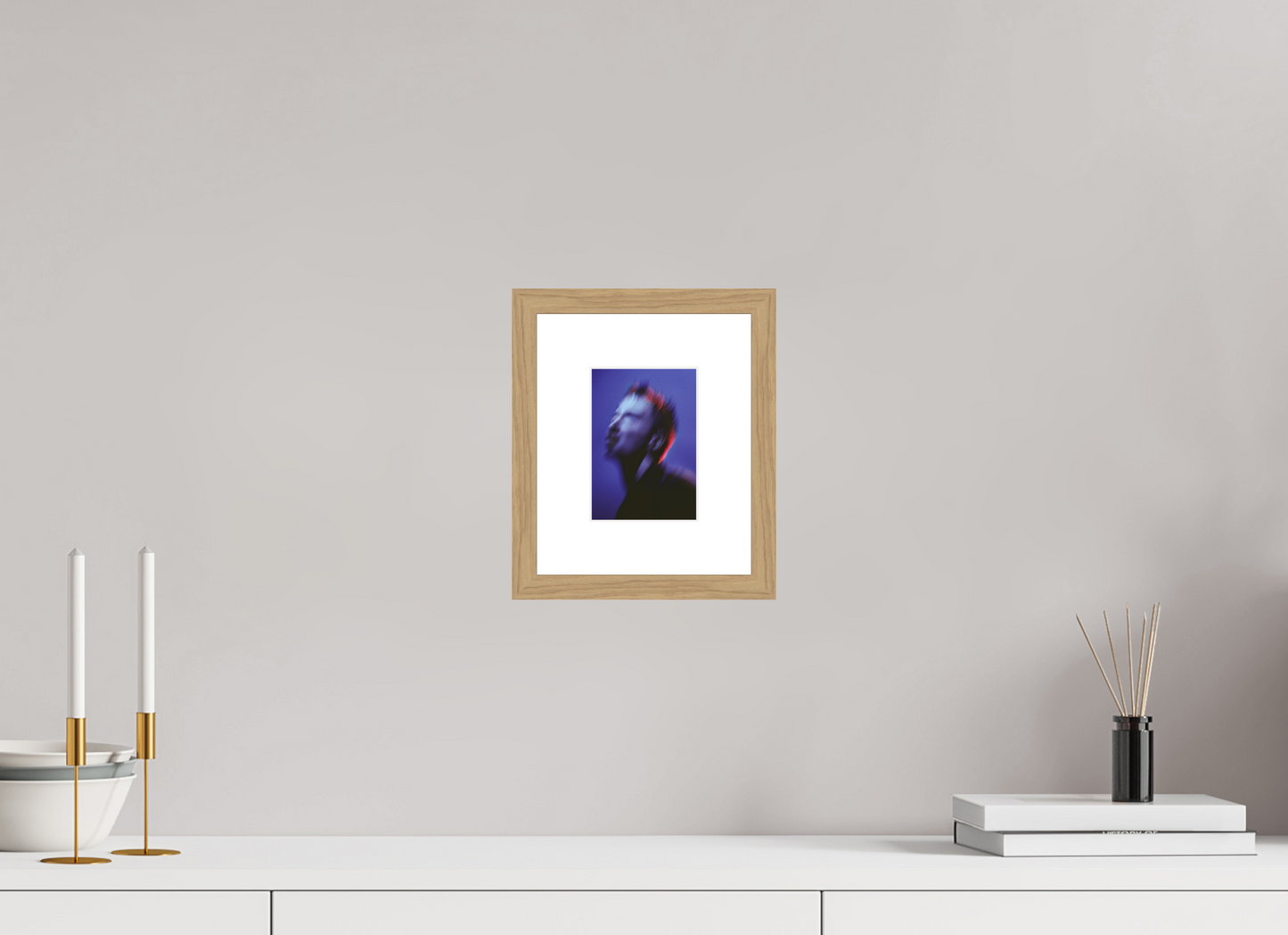10 x 14 cm, Wood Frame with Passe-Partout | Oak Thom Yorke - Radiohead 01