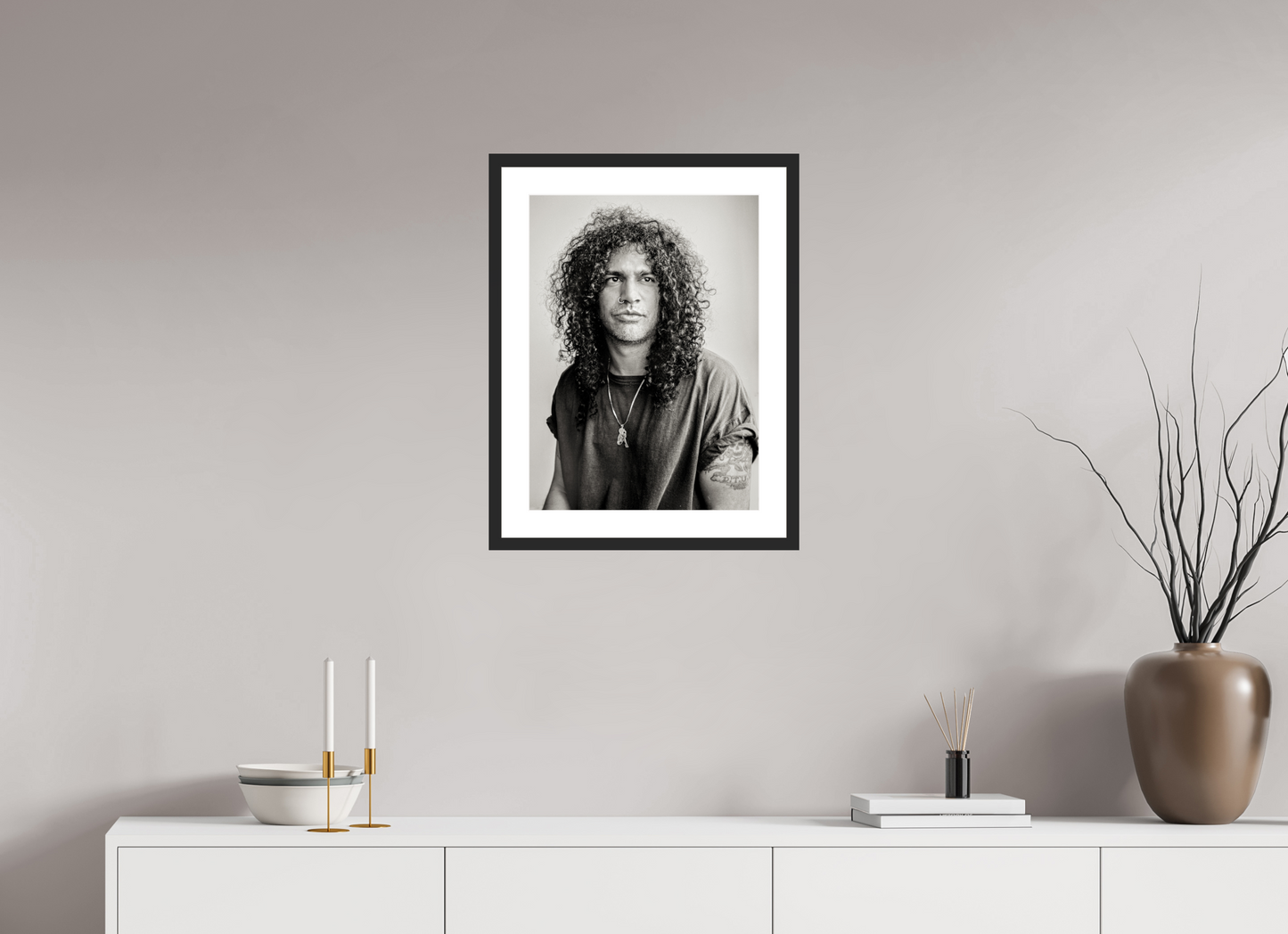 40 x 54,6 cm, Wood Frame with Passe-Partout | Black Matte Slash 07