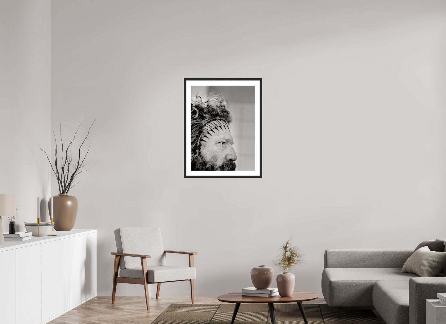 60 x 80 cm, Wood Frame with Passe-Partout | Black Matte Brent Hinds - Mastodon 01