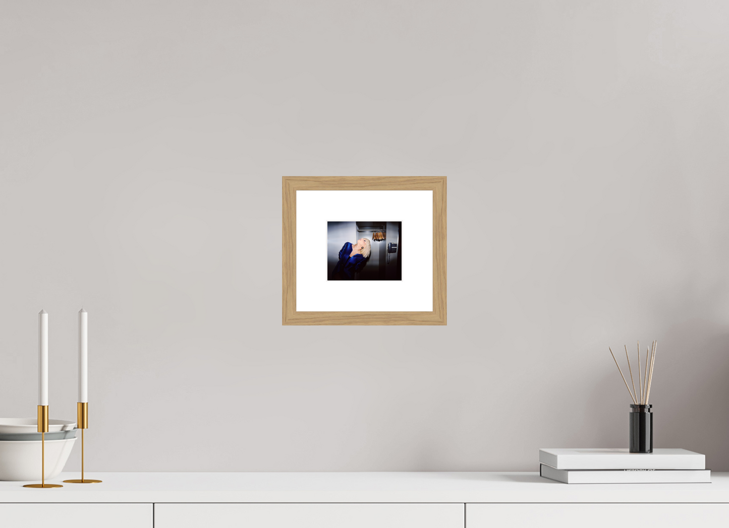 12,3 x 10 cm, Wood Frame with Passe-Partout | Oak Lady Gaga 03