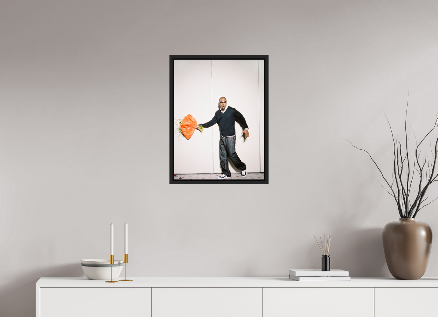 45 x 60 cm, Floater Frame | Black Matte Jamie Foxx 01