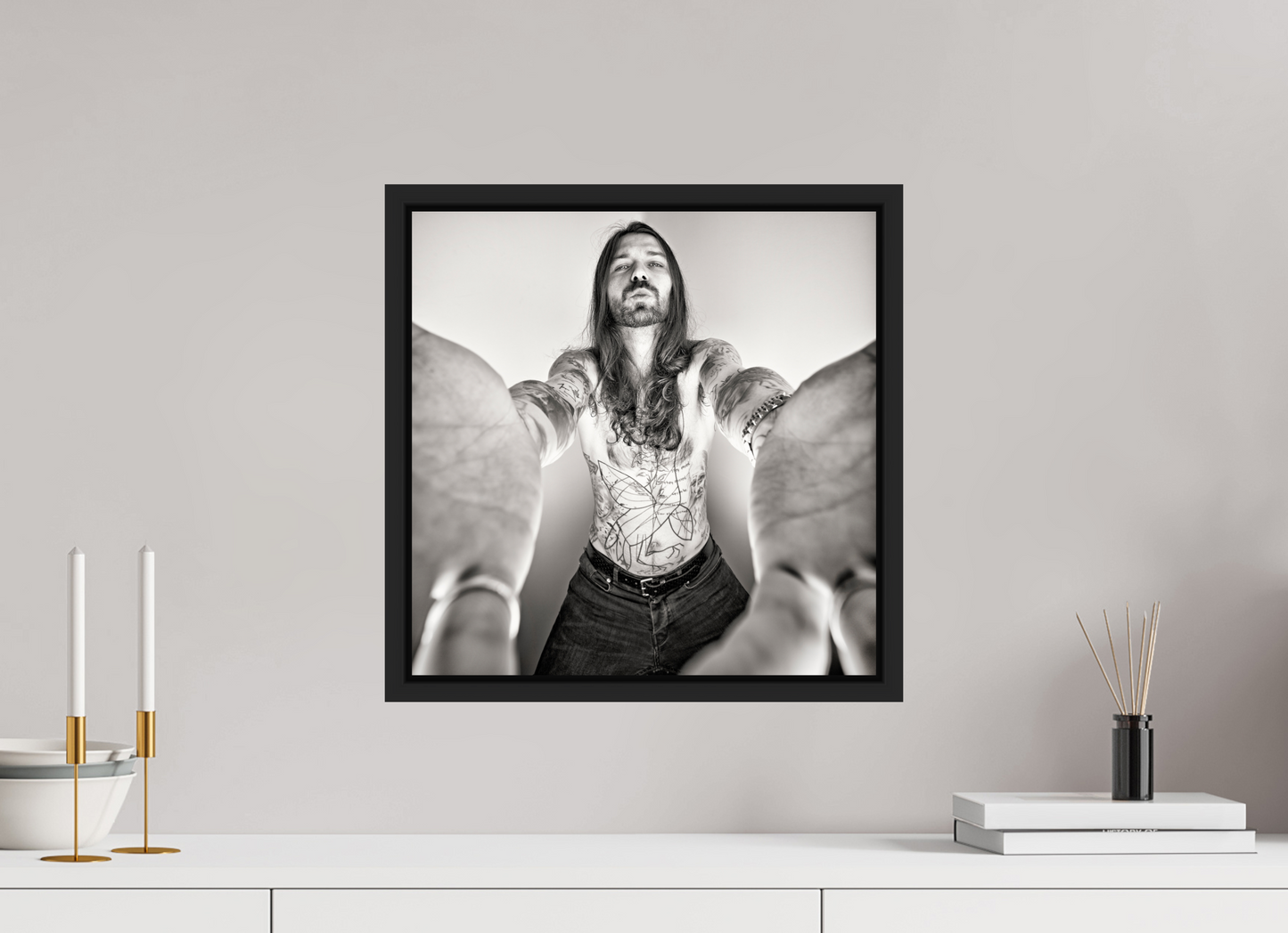40 x 40 cm, Floater Frame | Black Matte Simon Neil - Biffy Clyro 02