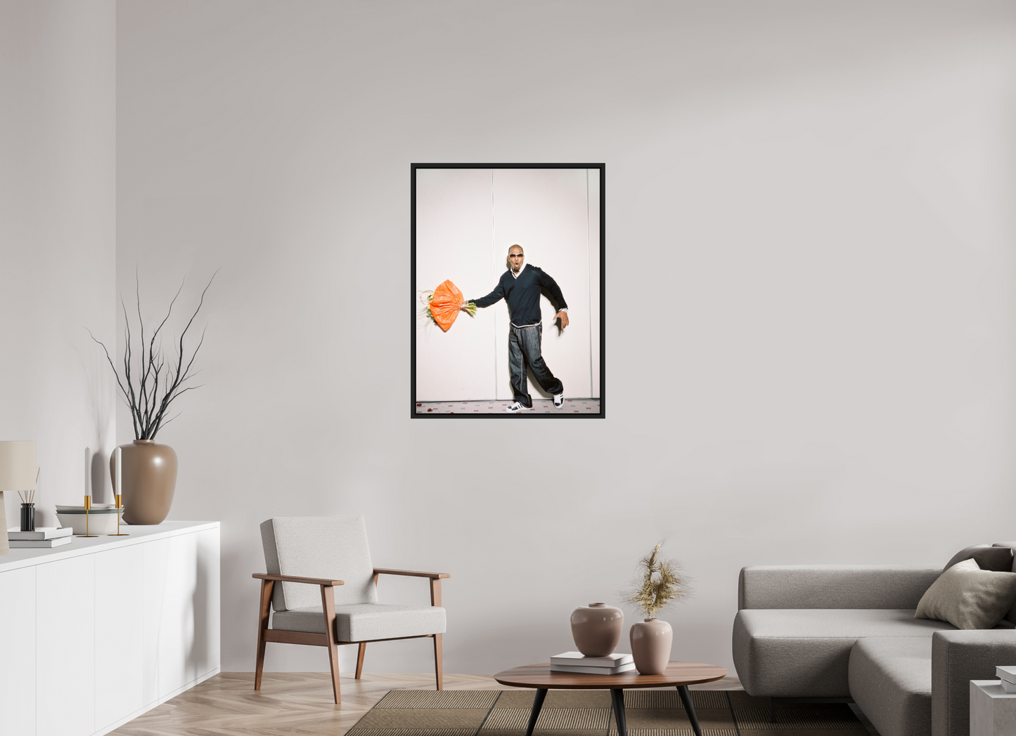 75 x 100 cm, Floater Frame | Black Matte Jamie Foxx 01