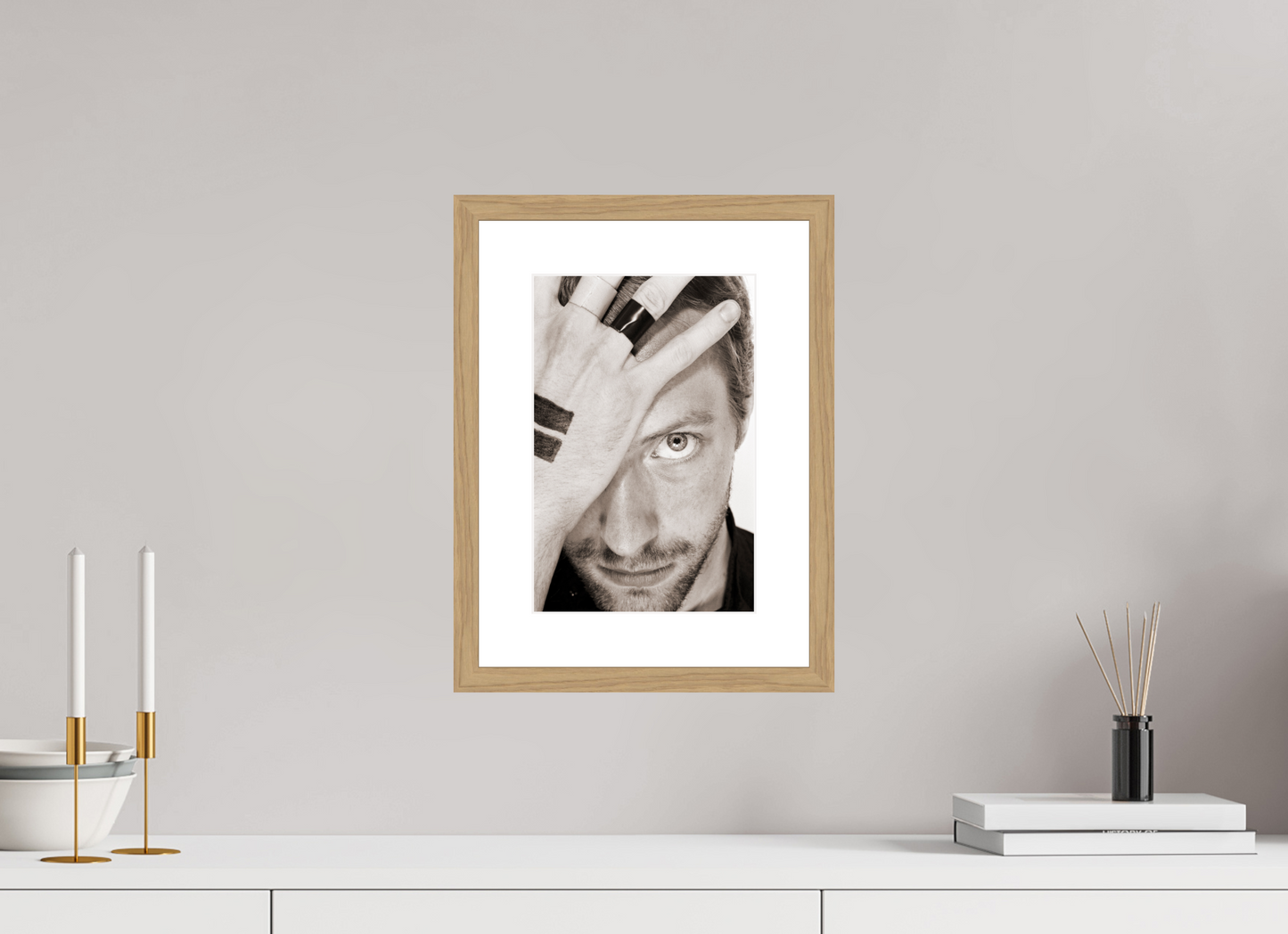 20 x 30 cm, Wood Frame with Passe-Partout | Oak Chris Martin - Coldplay 05