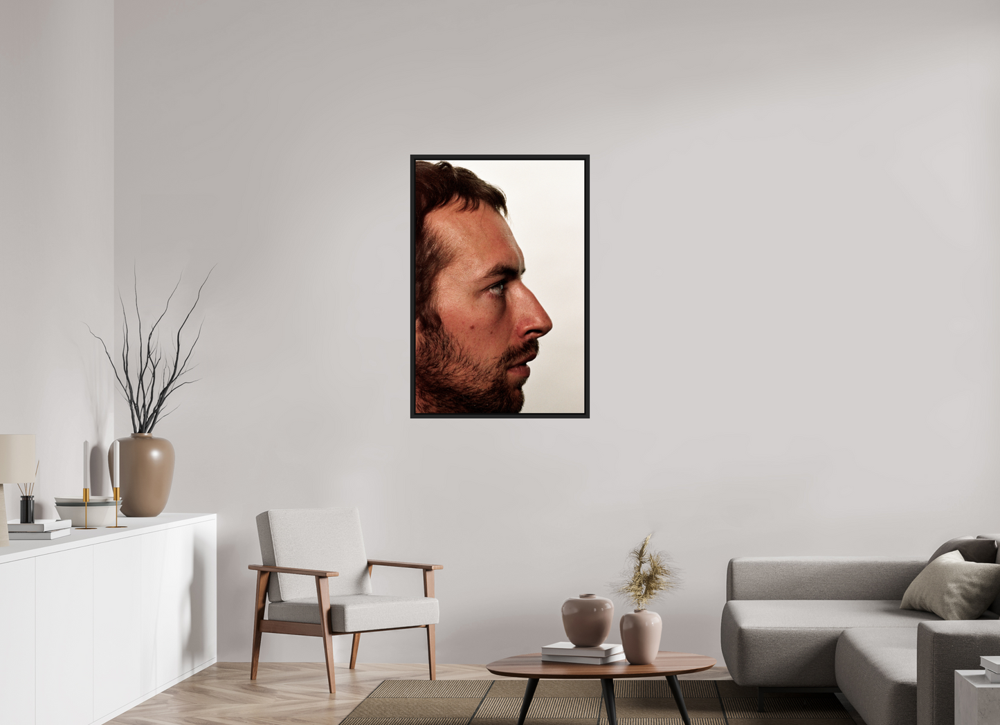 70 x 105 cm, Floater Frame | Black Matte Chris Martin - Coldplay 03