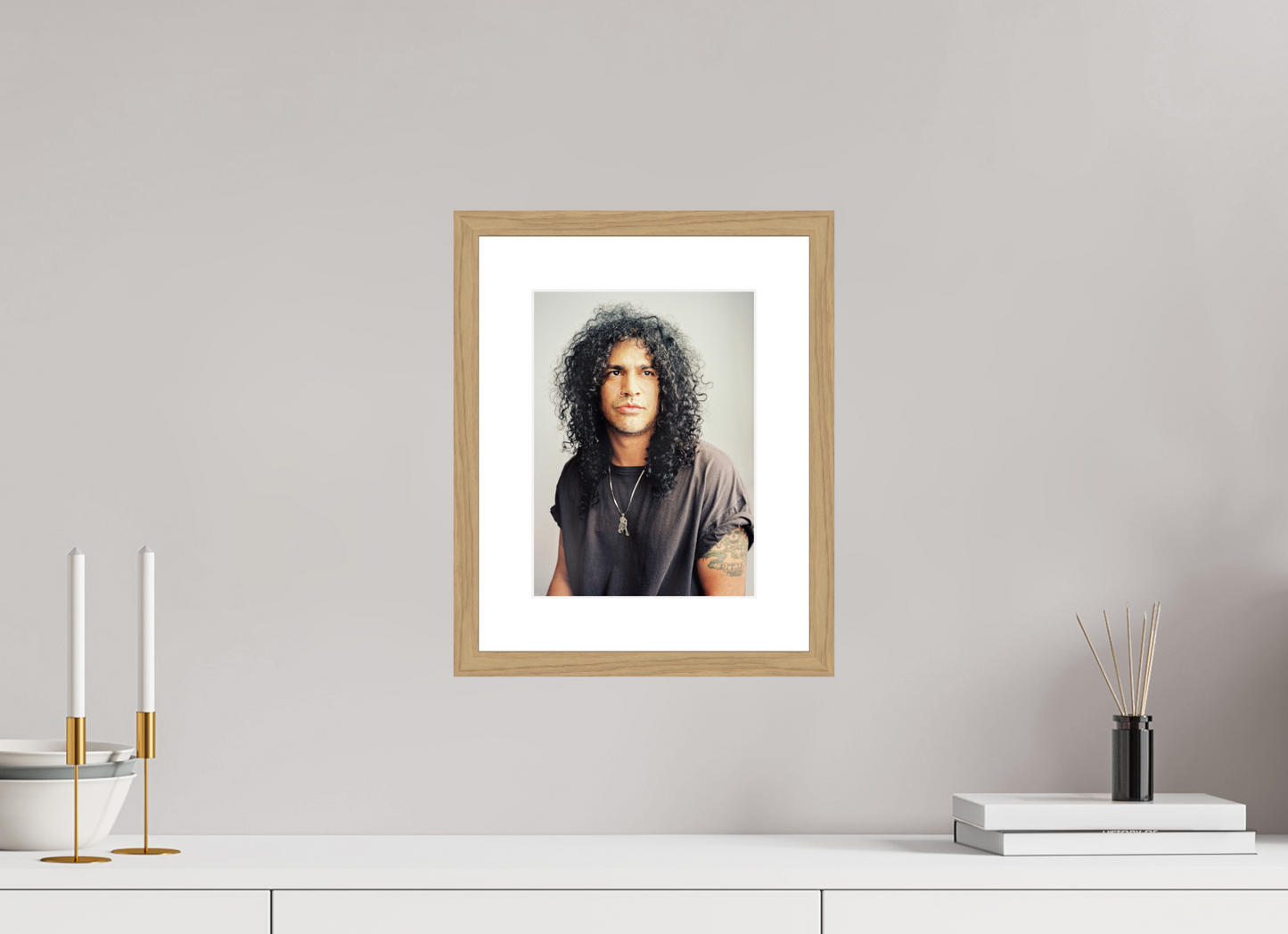 20 x 27,3 cm, Wood Frame with Passe-Partout | Oak Slash 06