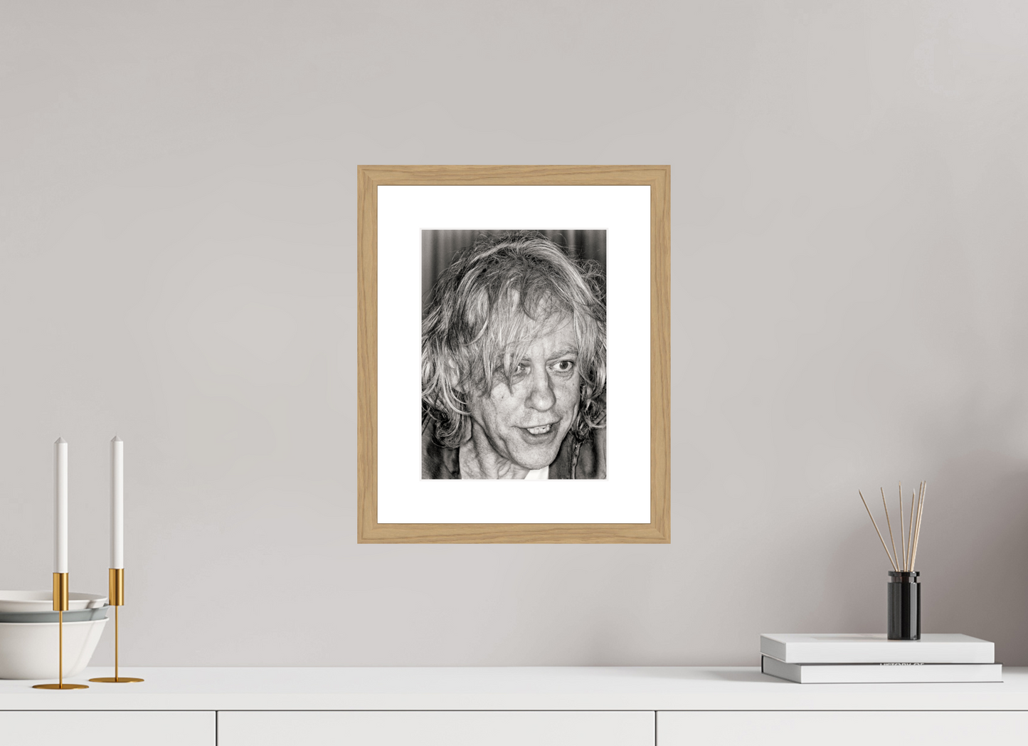 21 x 28 cm, Wood Frame with Passe-Partout | Oak Bob Geldof 06