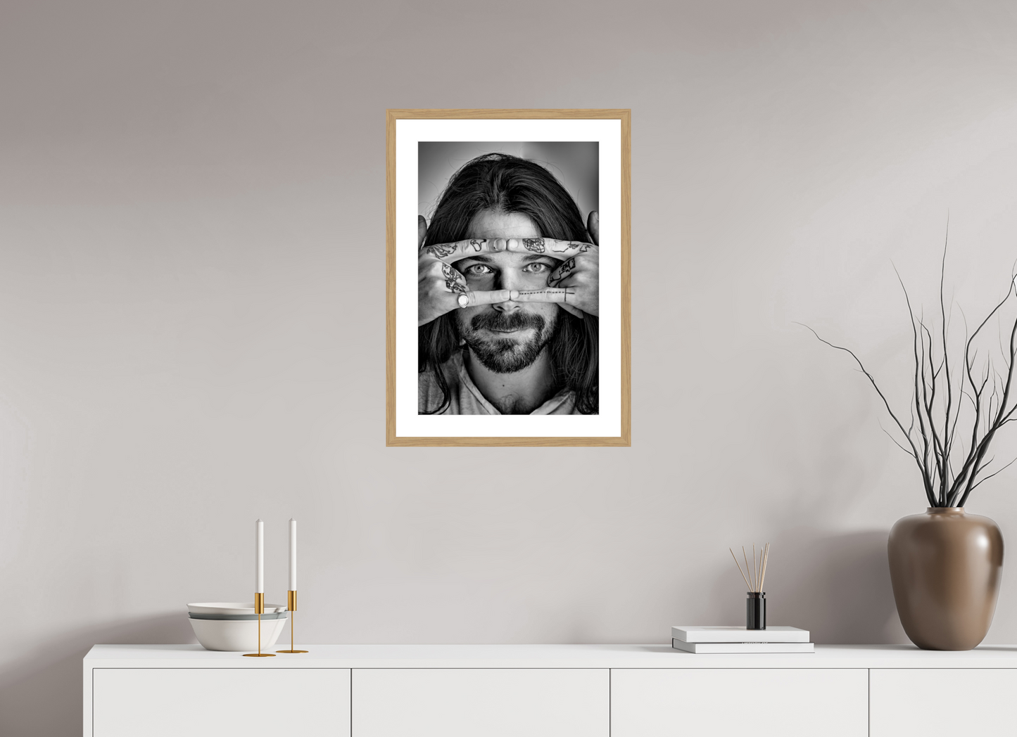 40 x 60 cm, Wood Frame with Passe-Partout | Oak Simon Neil - Biffy Clyro 01