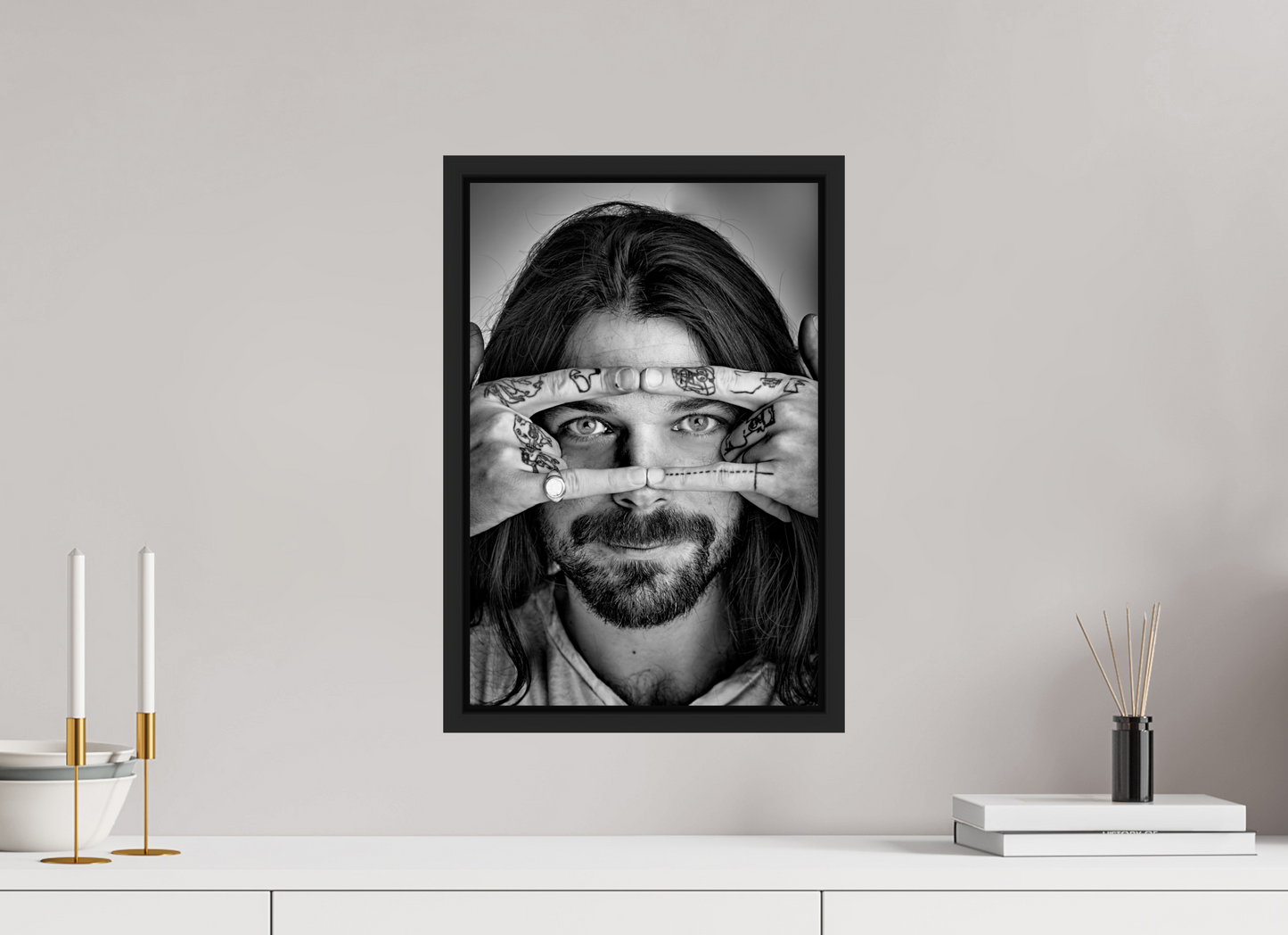 30 x 45 cm, Floater Frame | Black Matte Simon Neil - Biffy Clyro 01