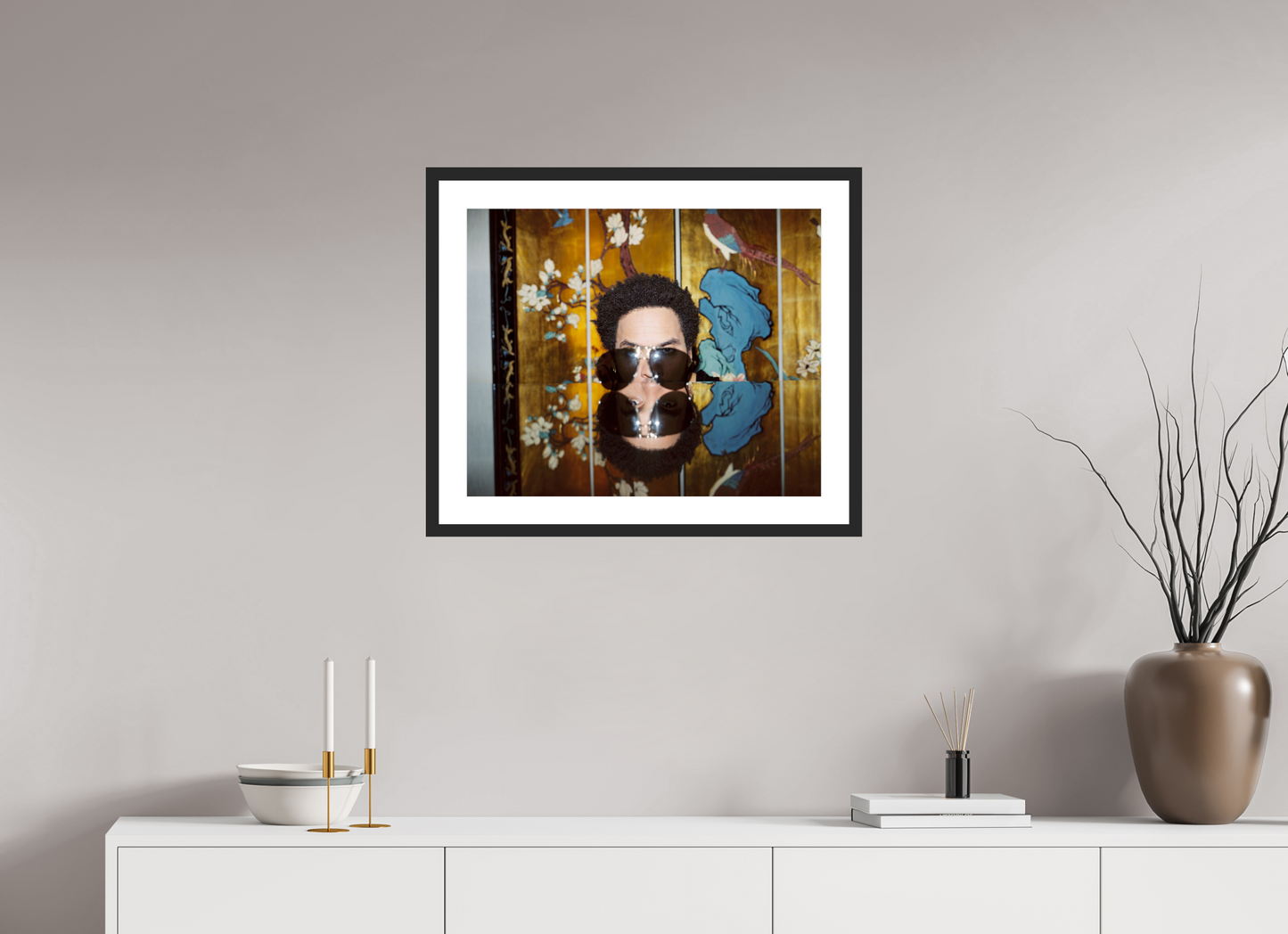 61,3 x 50 cm, Wood Frame with Passe-Partout | Black Matte Lenny Kravitz 03