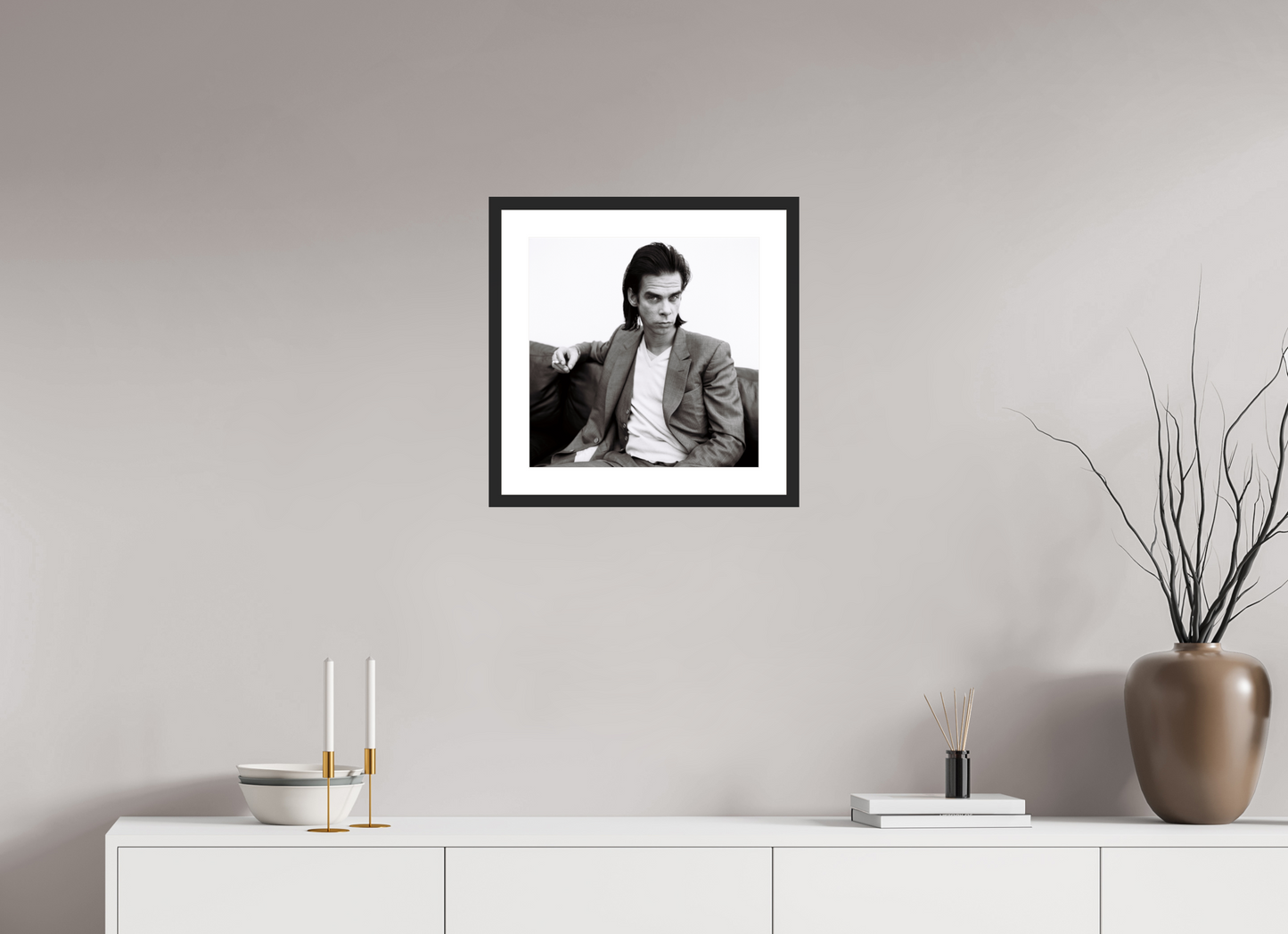 40 x 40 cm, Wood Frame with Passe-Partout | Black Matte Nick Cave 01