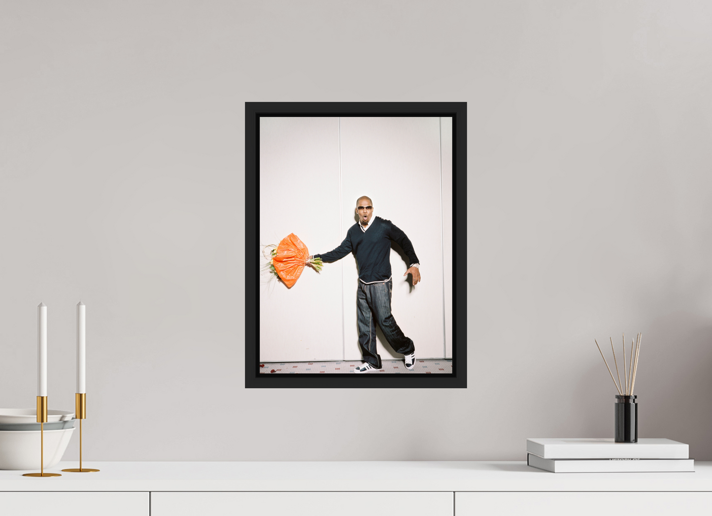 30 x 40 cm, Floater Frame | Black Matte Jamie Foxx 01