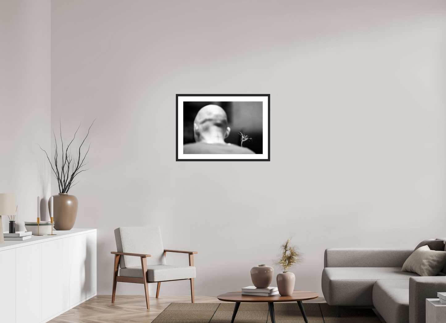 75 x 50 cm, Wood Frame with Passe-Partout | Black Matte Moby 02