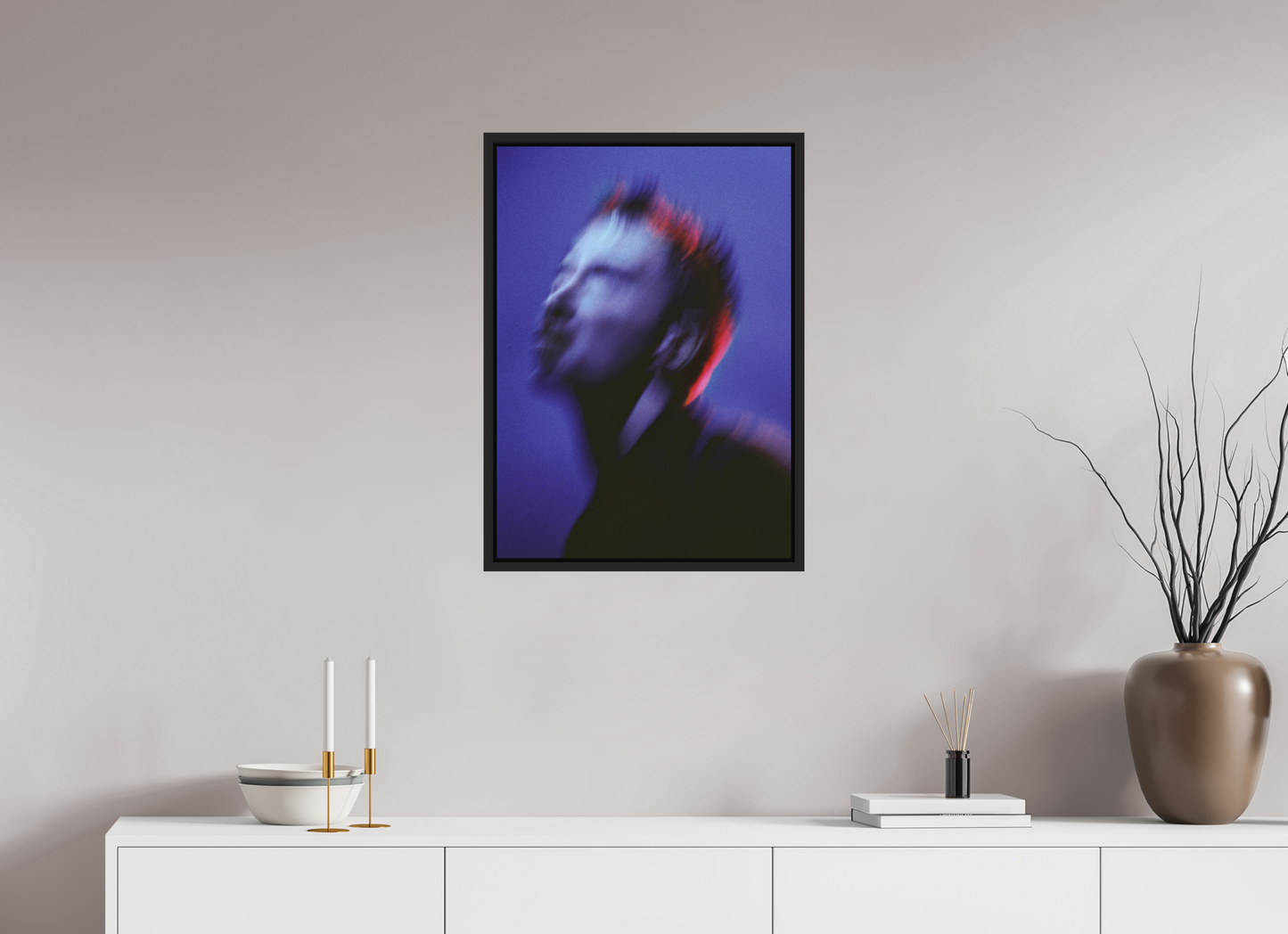 50 x 70 cm, Floater Frame | Black Matte Thom Yorke - Radiohead 01