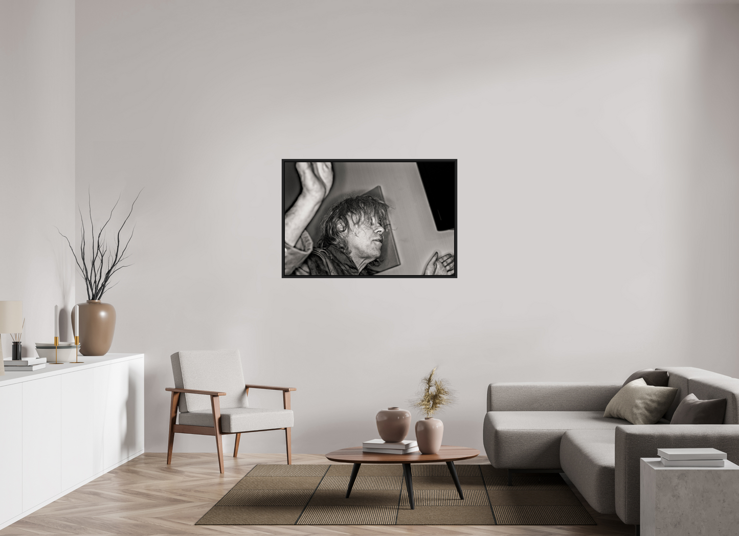 120 x 80 cm, Floater Frame | Black Matte Bob Geldof 08