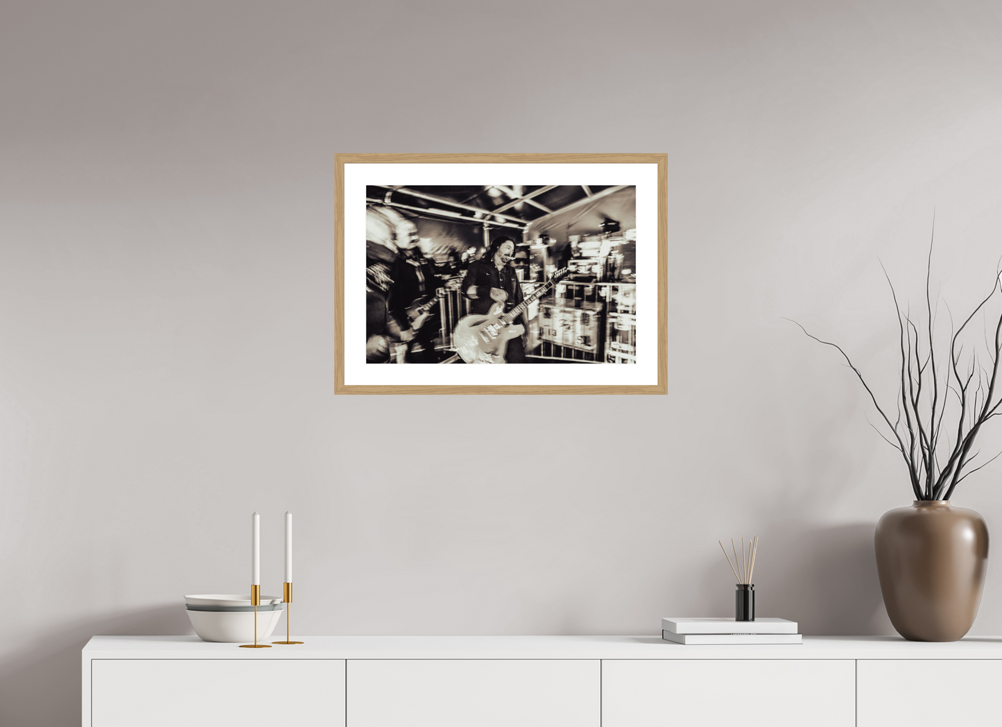 60 x 40 cm, Wood Frame with Passe-Partout | Oak Dave Grohl - Foo Fighters 04