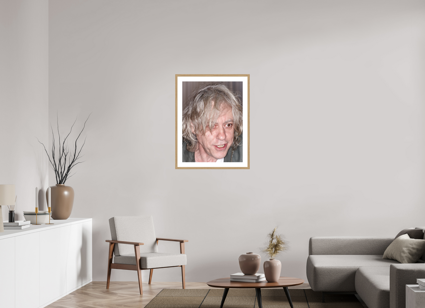 60 x 80 cm, Wood Frame with Passe-Partout | Oak Bob Geldof 05
