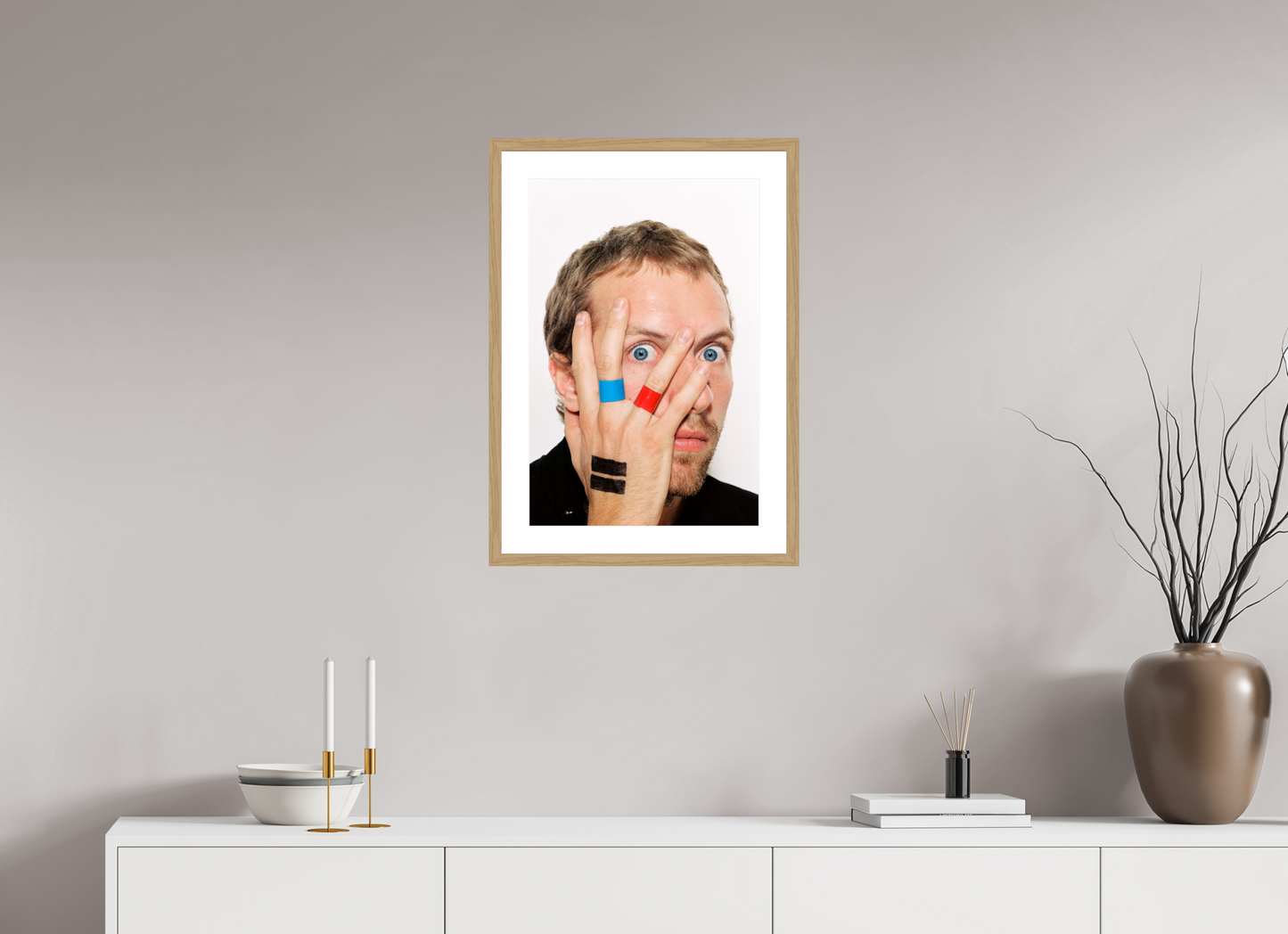 40 x 60 cm, Wood Frame with Passe-Partout | Oak Chris Martin - Coldplay 06