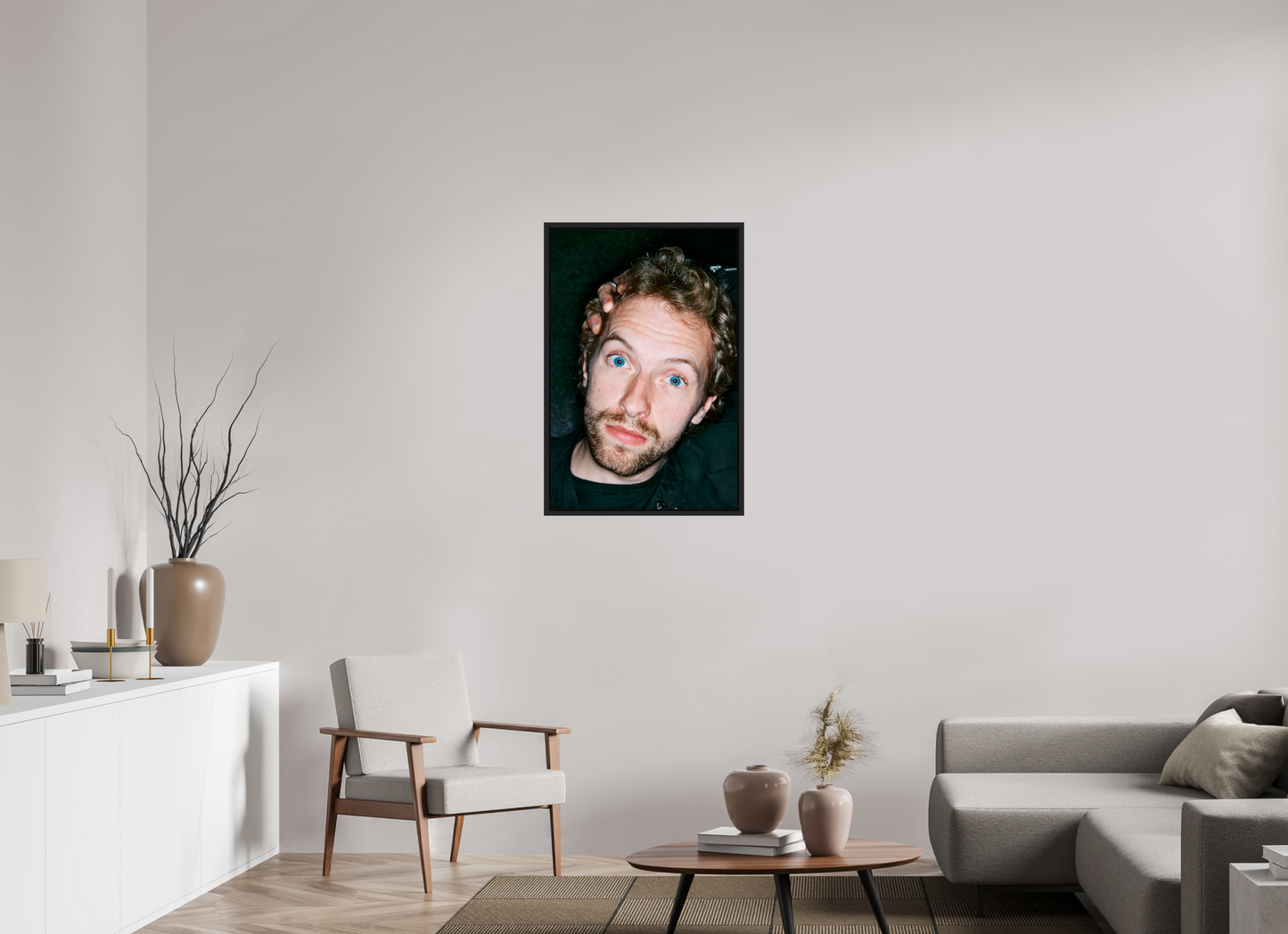 60 x 90 cm, Floater Frame | Black Matte Chris Martin - Coldplay 08