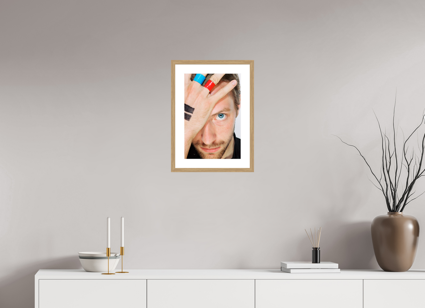 30 x 45 cm, Wood Frame with Passe-Partout | Oak Chris Martin - Coldplay 04