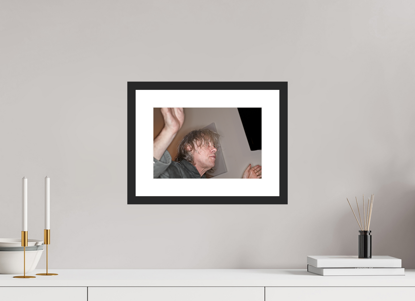 30 x 20 cm, Wood Frame with Passe-Partout | Black Matte Bob Geldof 07