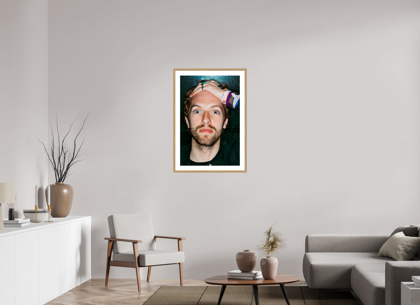 60 x 90 cm, Wood Frame with Passe-Partout | Oak Chris Martin - Coldplay 07