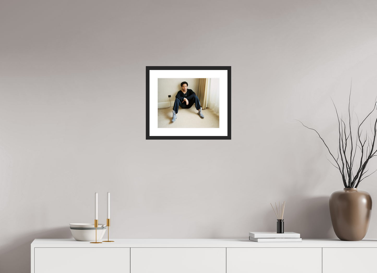 36,8 x 30 cm, Wood Frame with Passe-Partout | Black Matte Lenny Kravitz 06