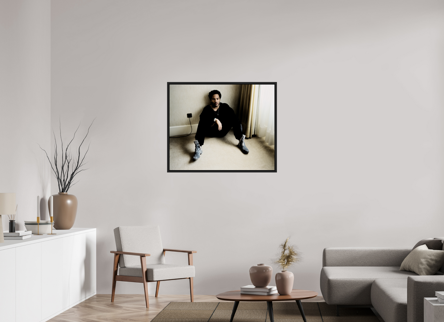 98,1 x 80 cm, Floater Frame | Black Matte Lenny Kravitz 07