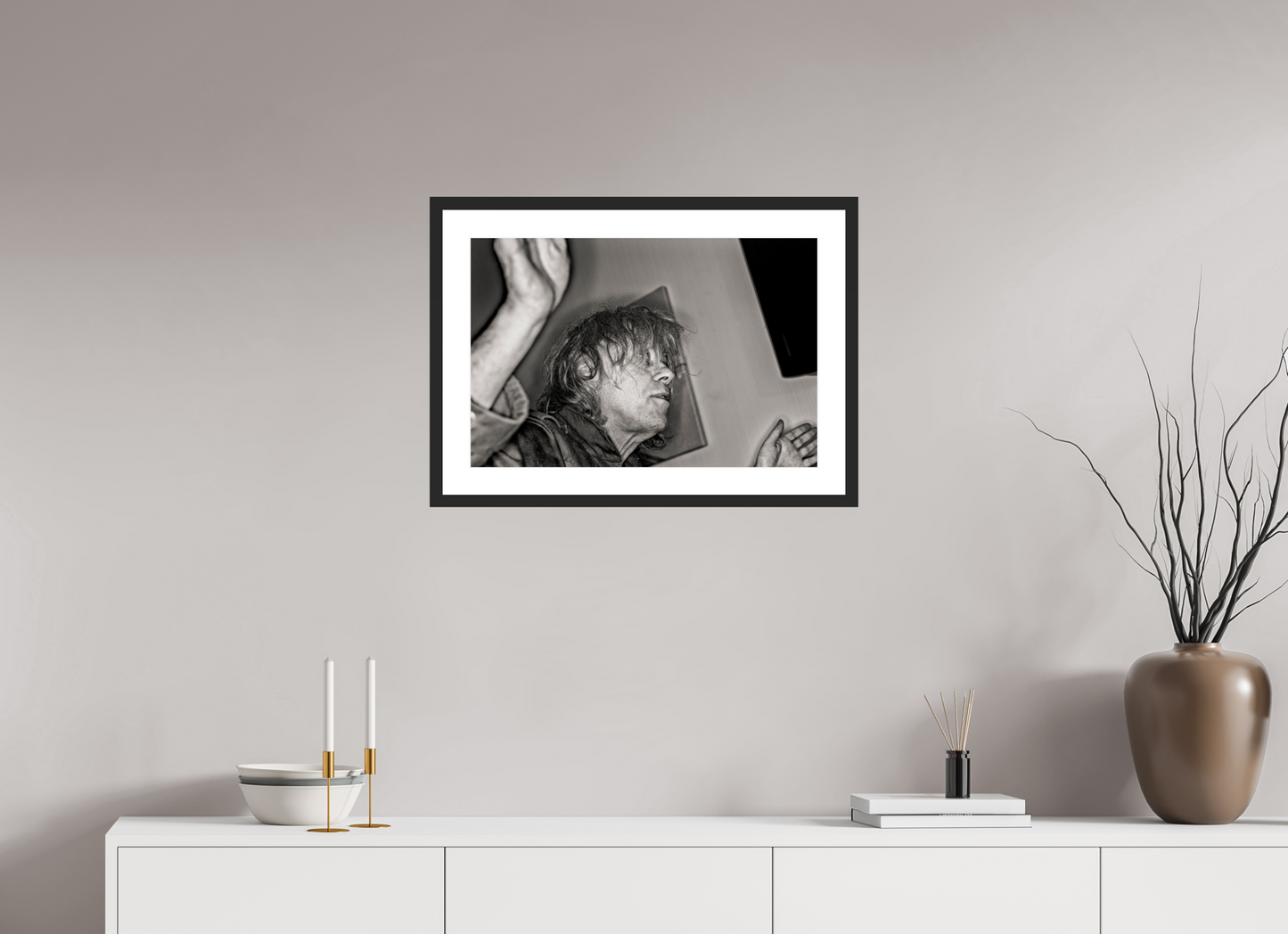 60 x 40 cm, Wood Frame with Passe-Partout | Black Matte Bob Geldof 08